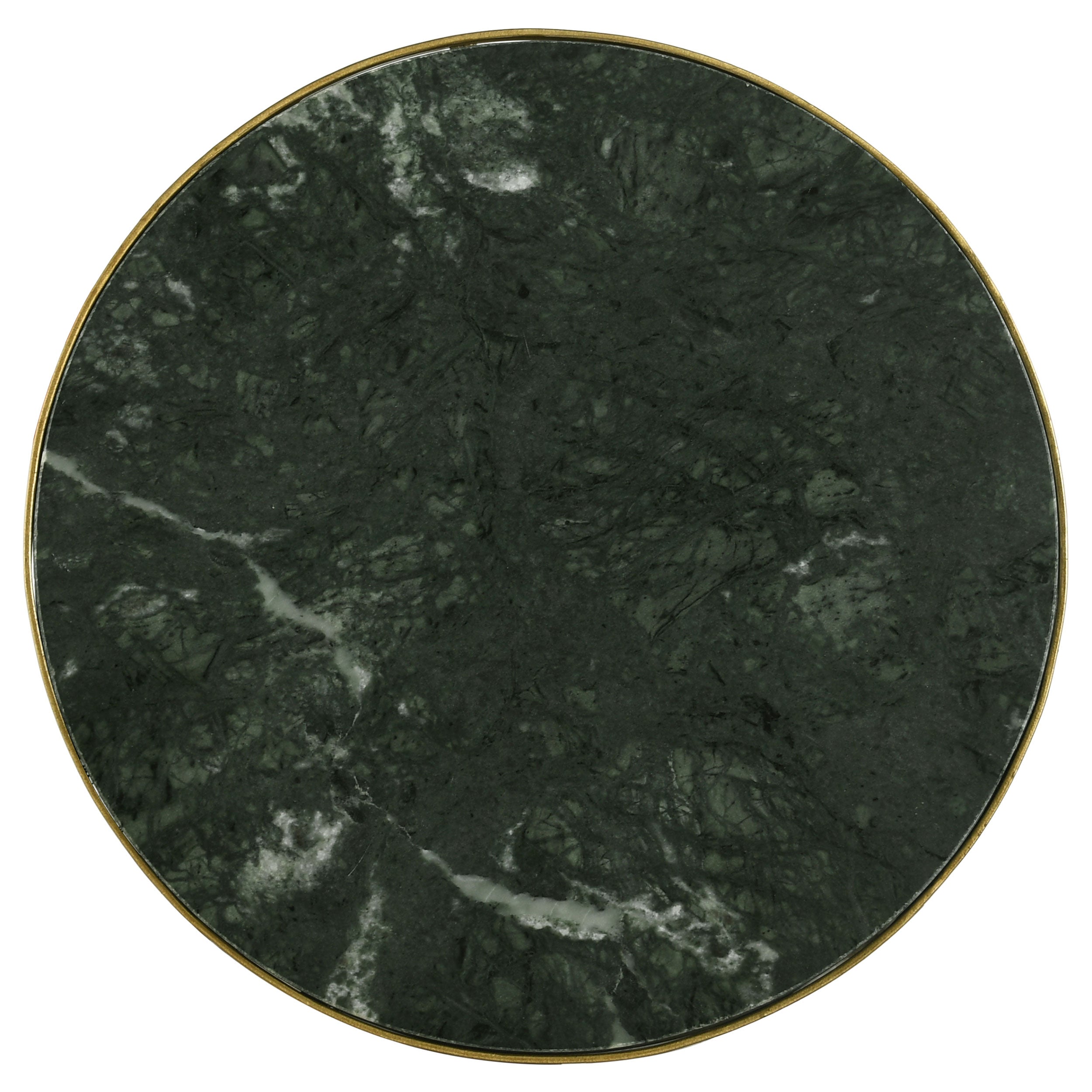 Eliska Round Green Marble Top Accent Side Table Antique Gold-CoasterEssence
