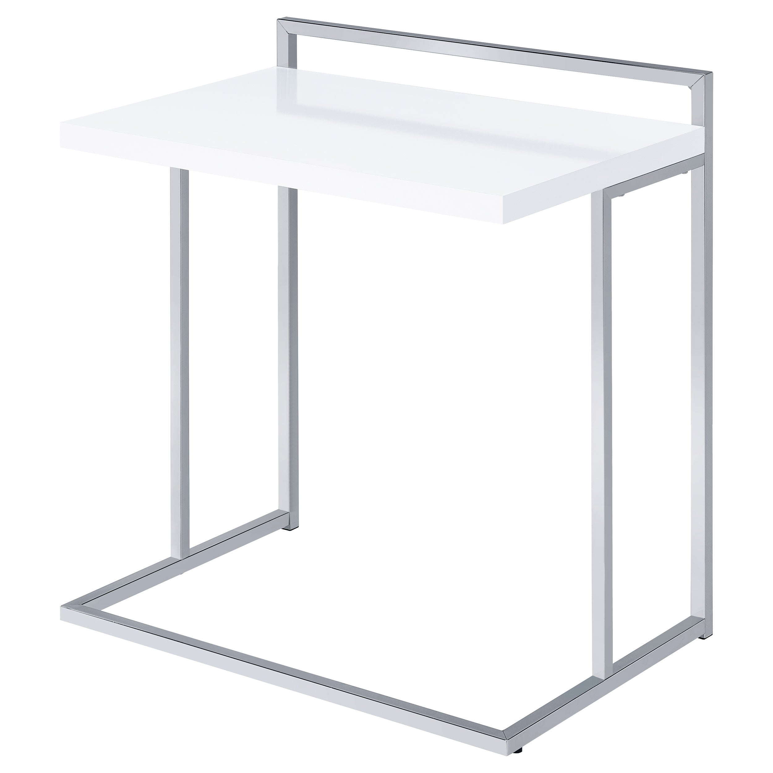 Dani Rectangular C-Shaped Sofa Side Table White High Gloss-CoasterEveryday