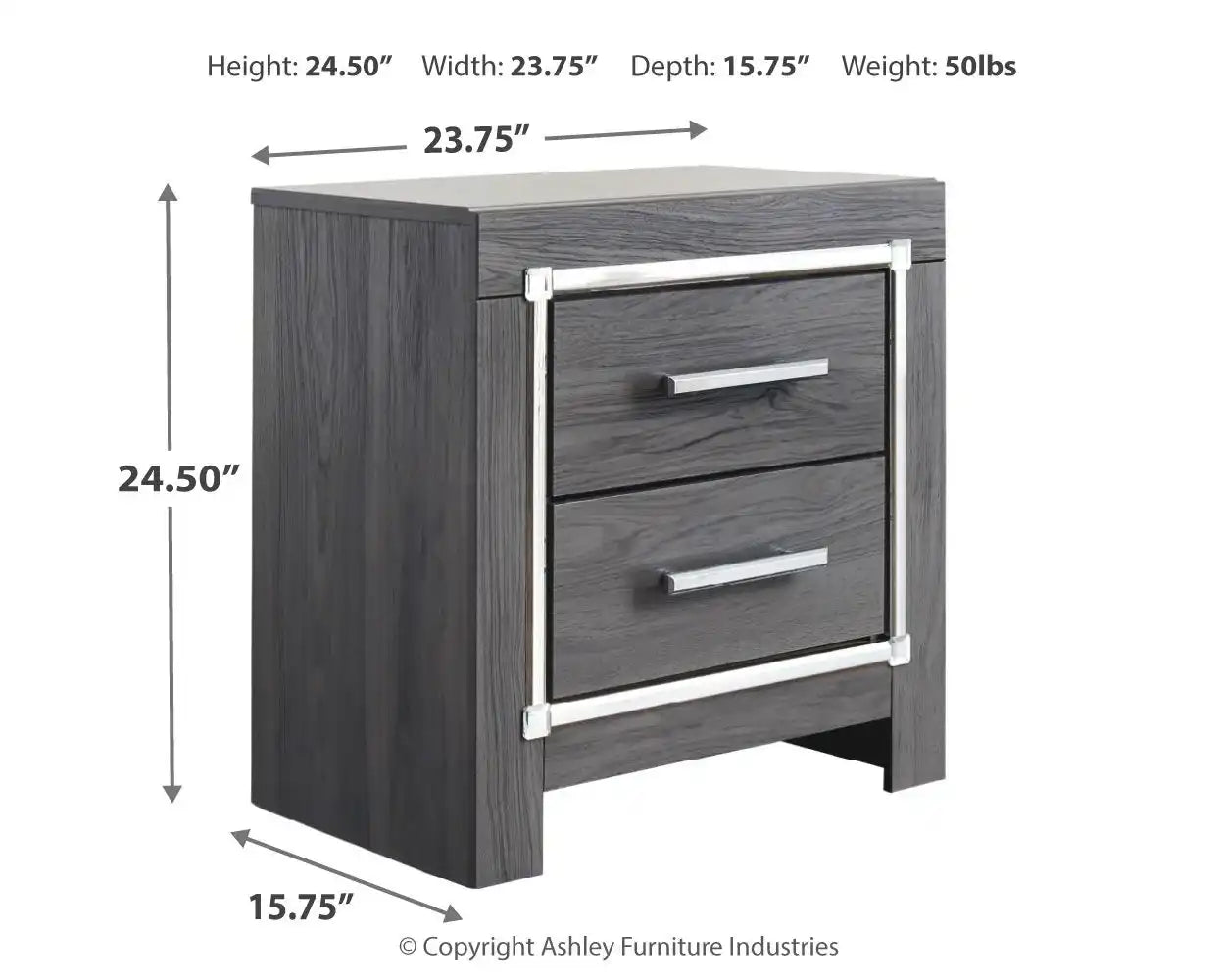 Lodanna - Two Drawer Night Stand - Gray - Best Buy Furniture