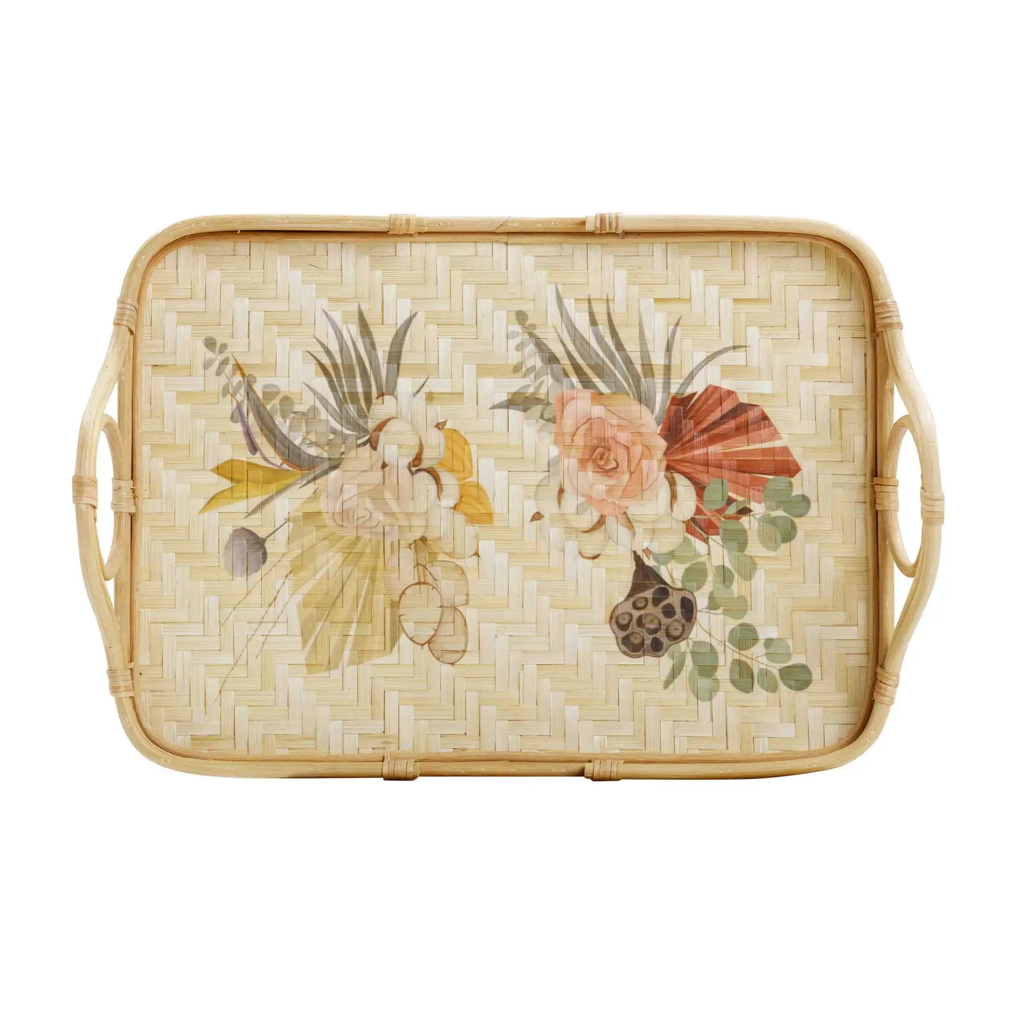 Corey - Floral Bamboo Tray - Multi
