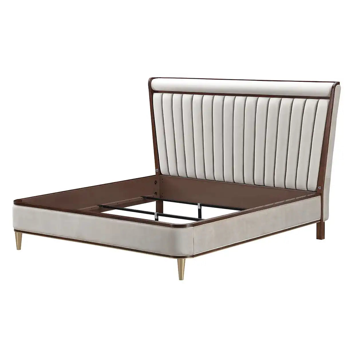 Houston - Eastern King Channel Tufted Panel Bed - Porcini / Walnut - Best Buy Furniture