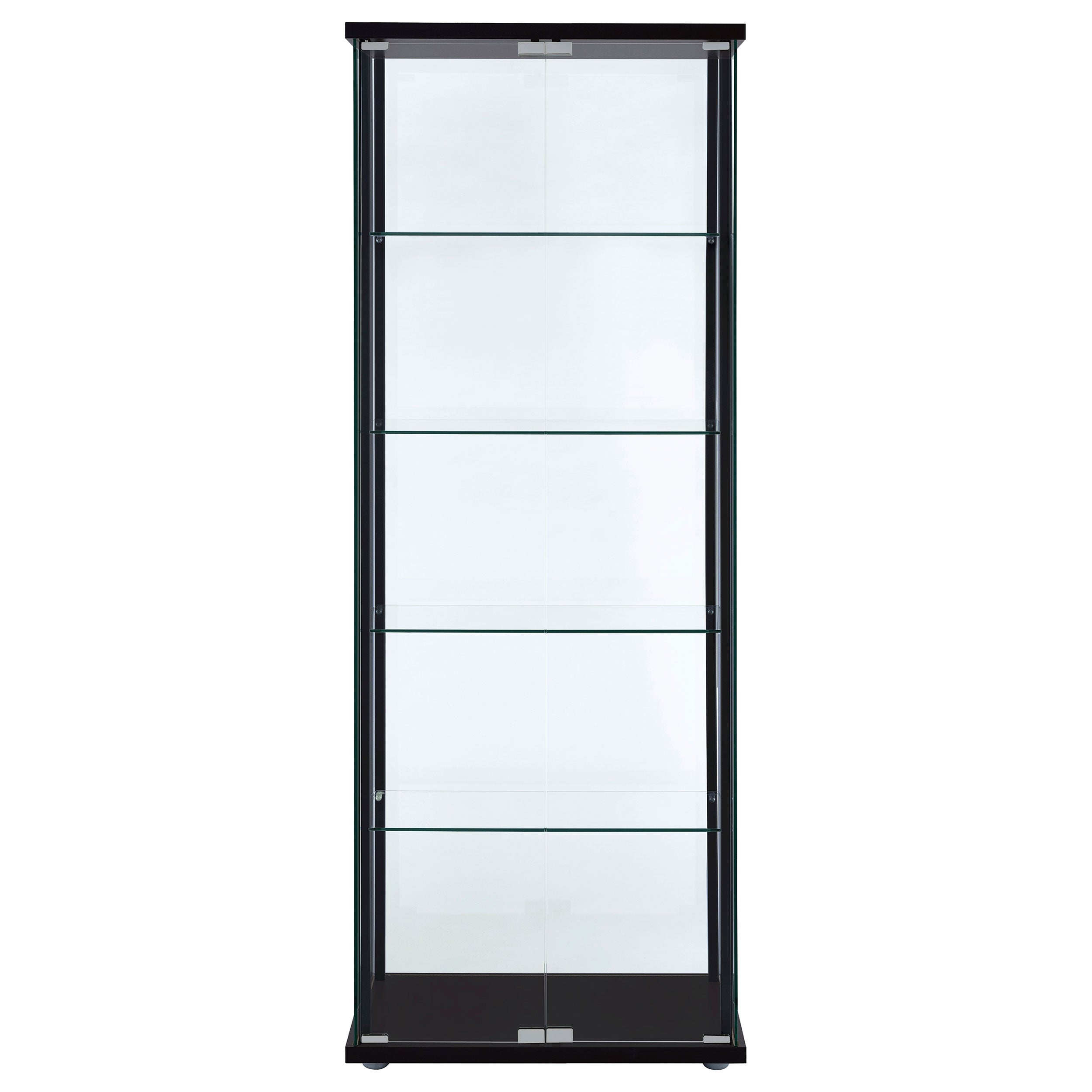 Delphinium 4-Shelf Clear Glass Curio Display Cabinet Black-CoasterEveryday