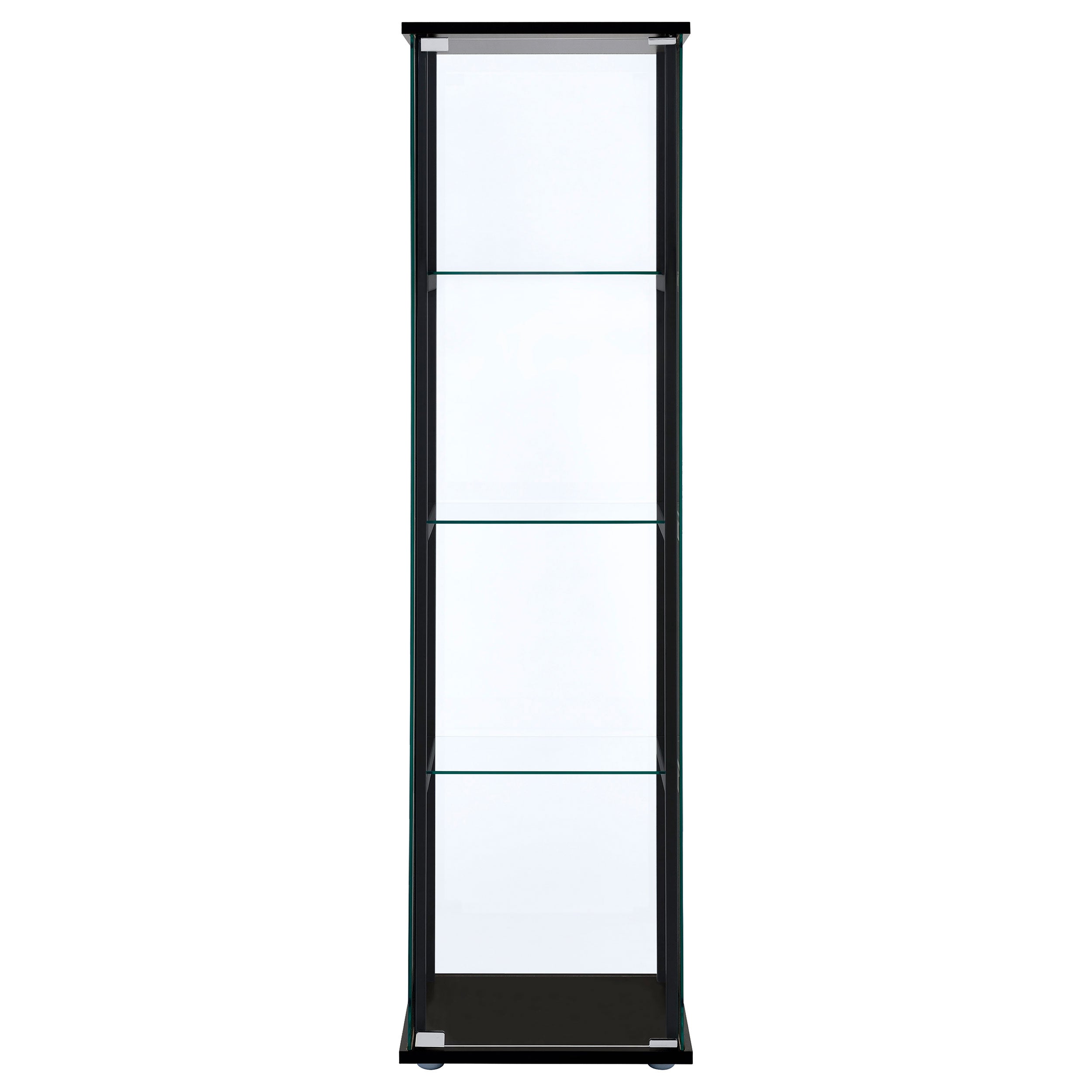 Cyclamen 4-shelf Clear Glass Curio Display Cabinet Black-CoasterEveryday