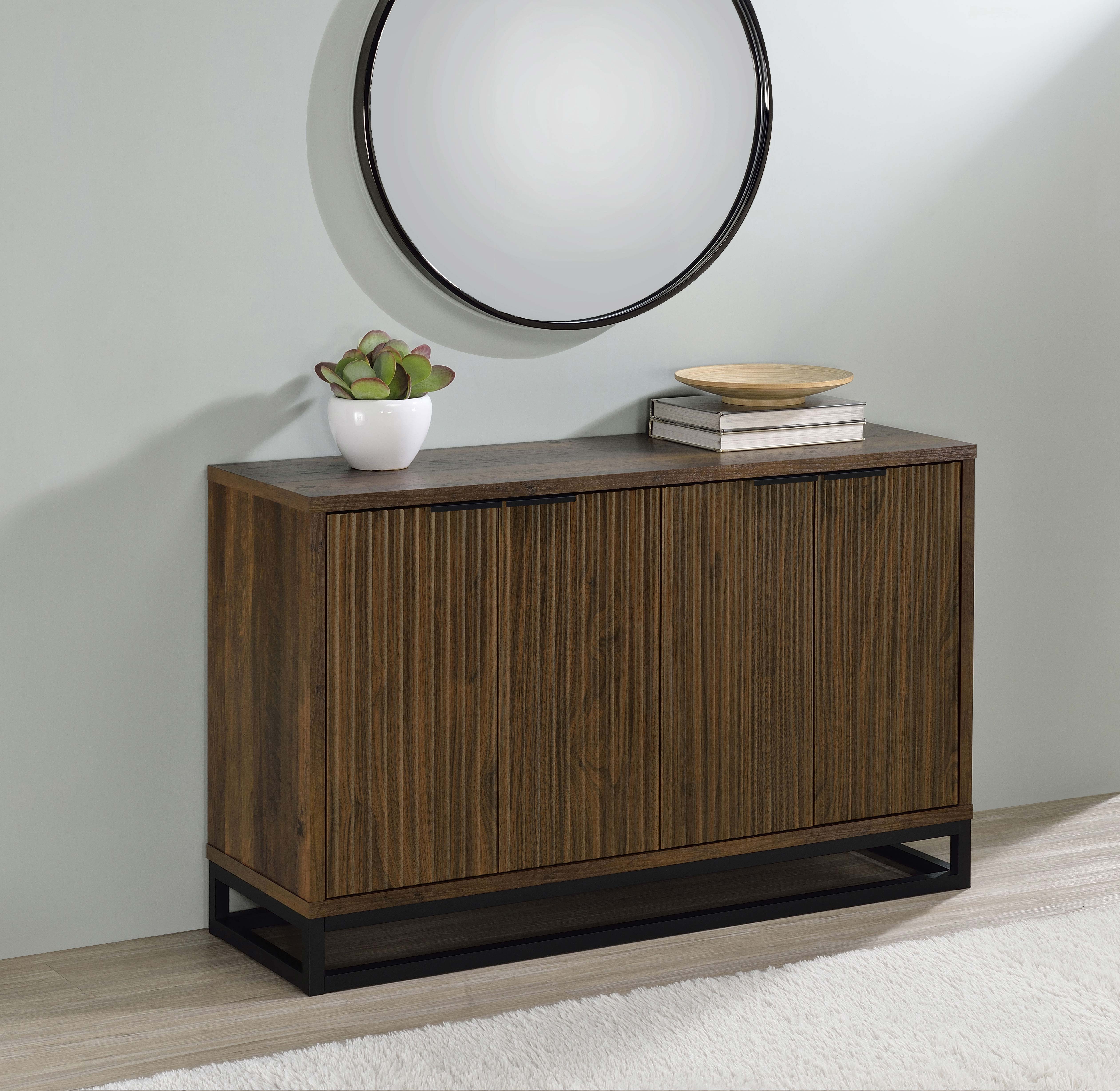 Ryatt 4-door Engineered Wood Accent Cabinet Dark Pine-