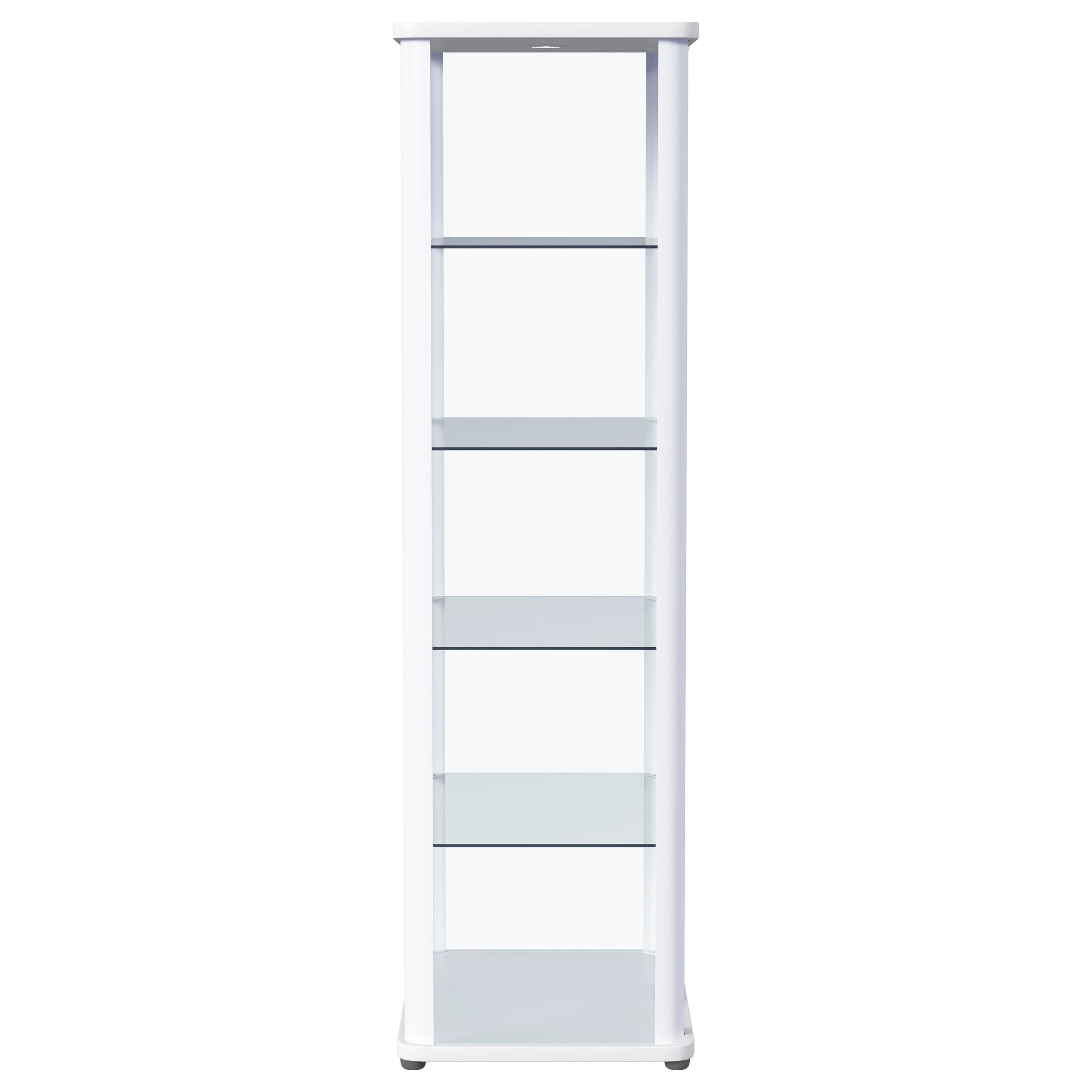 Aero 5-shelf Display Curio Cabinet with LED Lighting White-