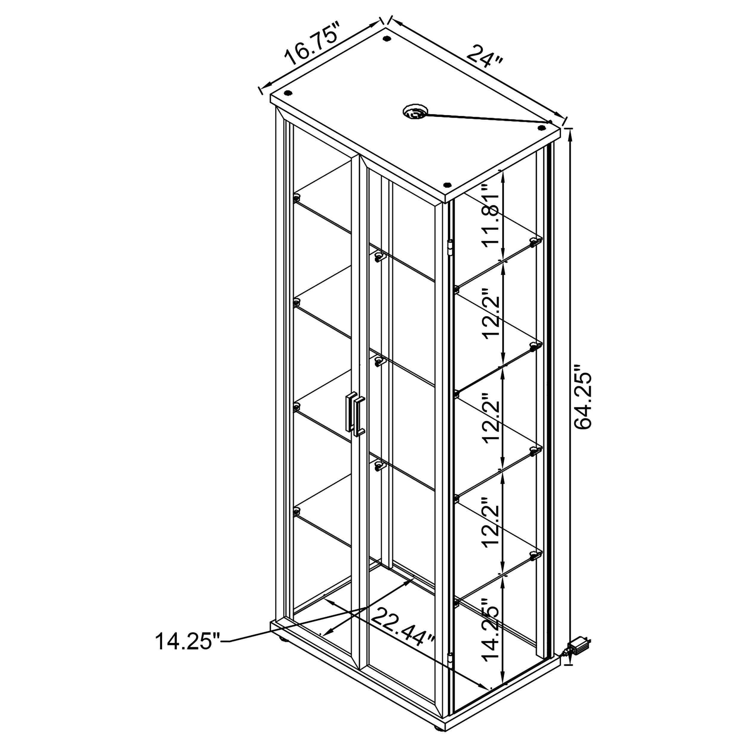 Aero 4-shelf Display Curio Cabinet with LED Lighting Black-
