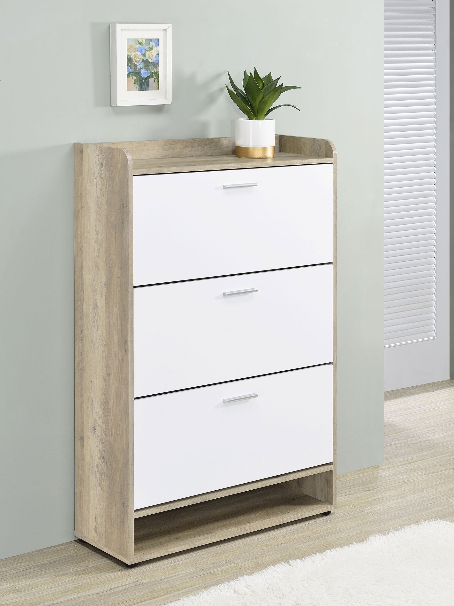 Denia 3-tier Engineered Wood Shoe Cabinet White-CoasterEveryday