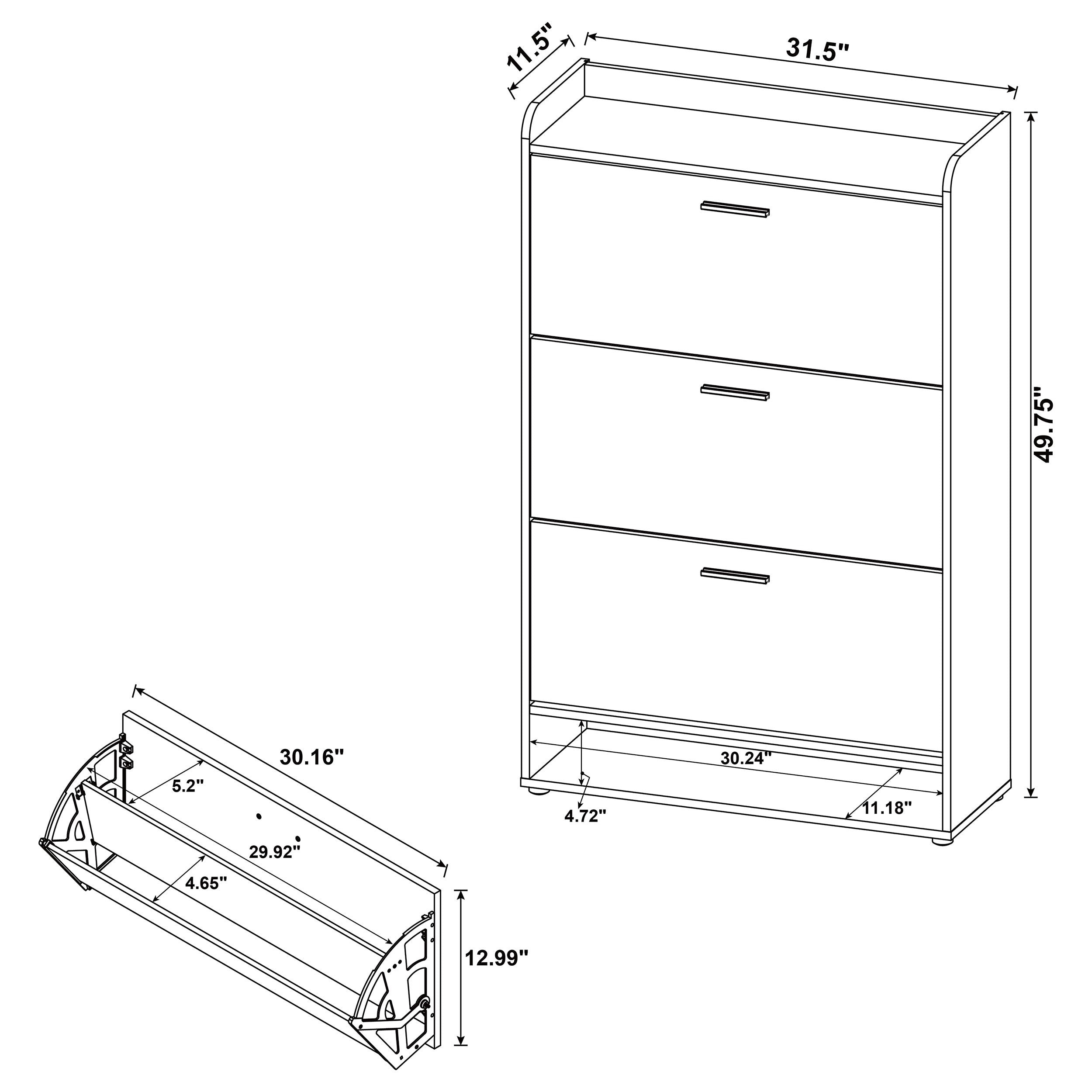 Denia 3-tier Engineered Wood Shoe Cabinet White-CoasterEveryday