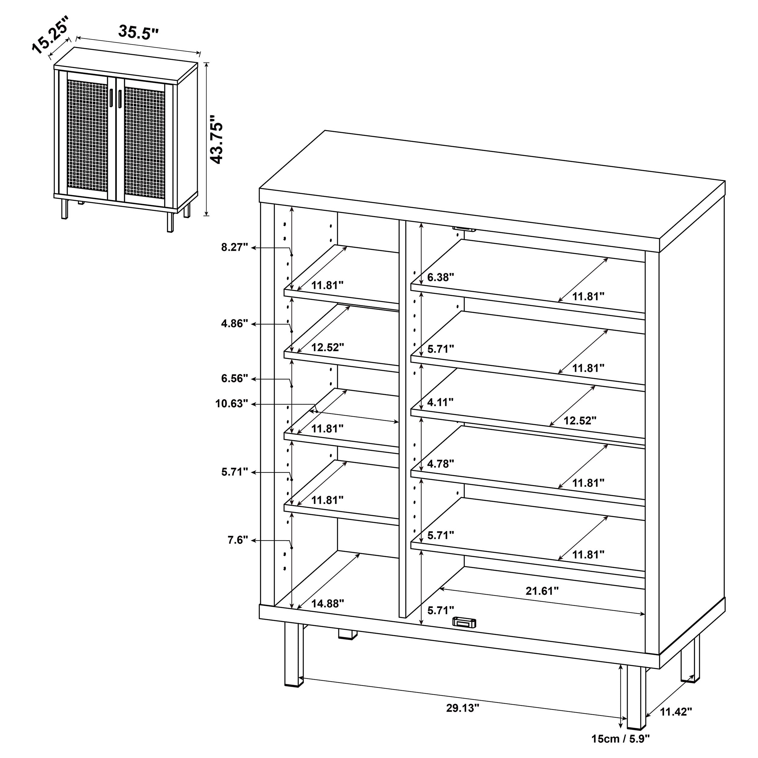 Teller 2-door Shoe Storage Cabinet Natural Oak-