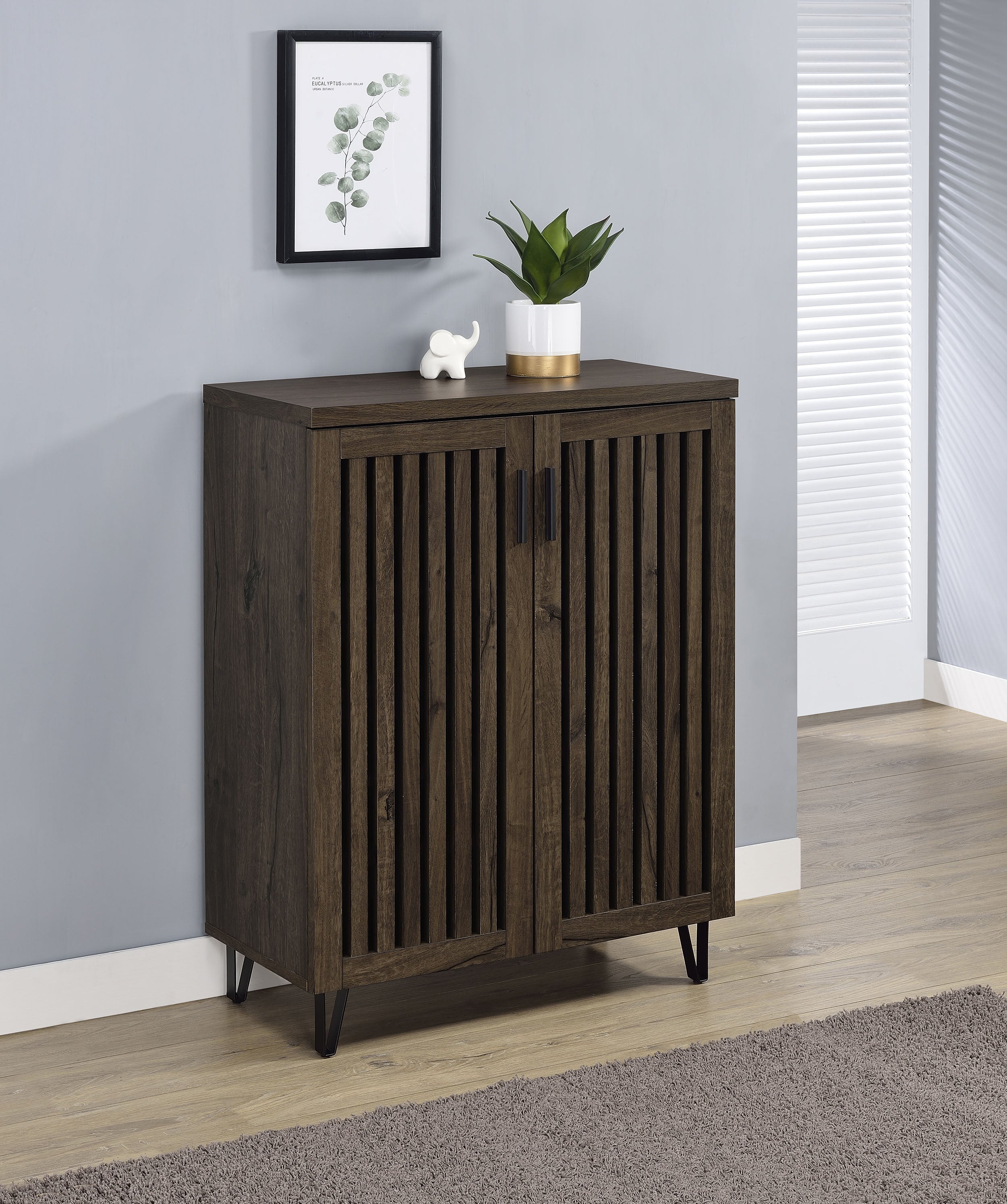 Brixton 2-door Entryway Shoe Storage Cabinets Smoked Oak-