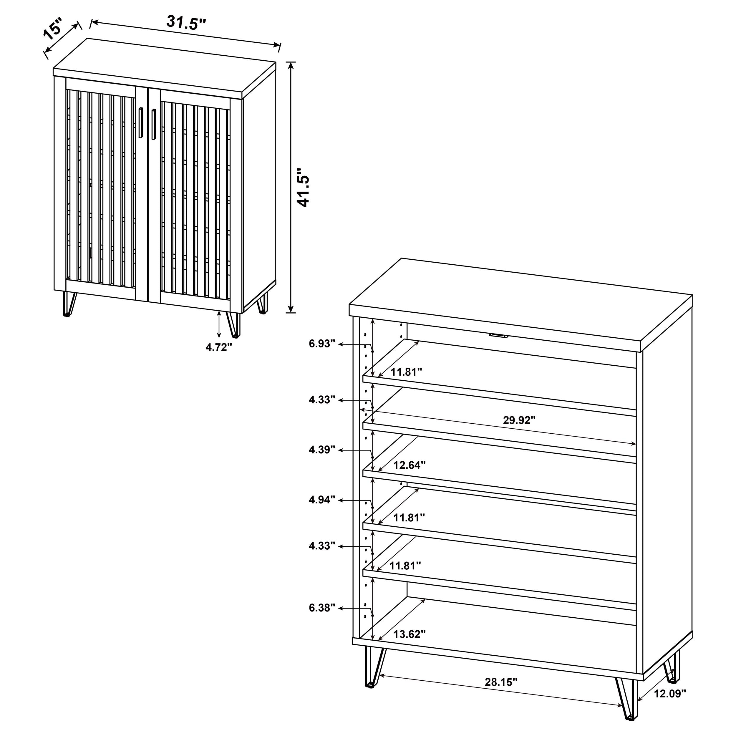 Brixton 2-door Entryway Shoe Storage Cabinets White Oak-