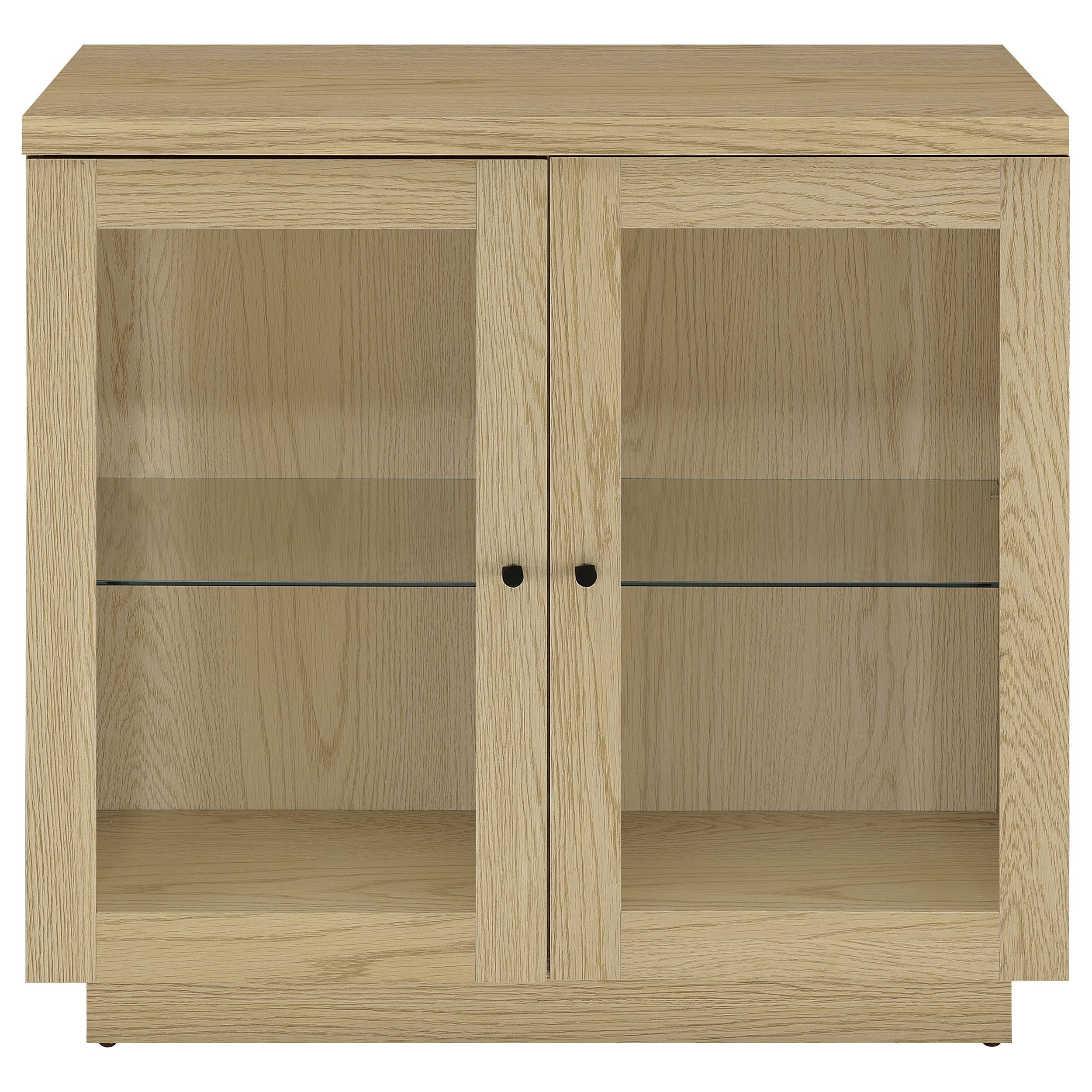 Tilbury 2-door Glass Front Accent Display Cabinet Light Oak-
