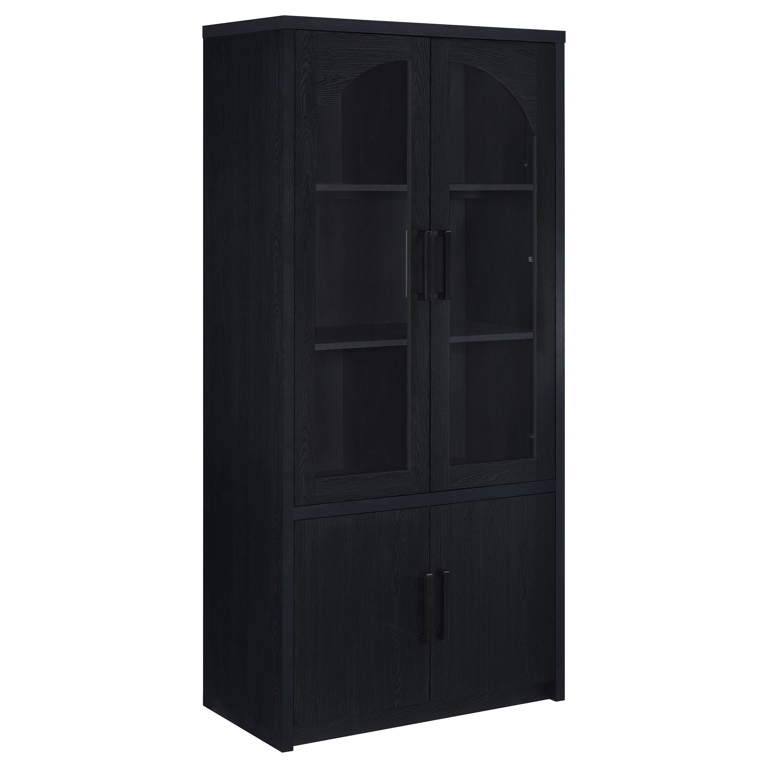 Riva 4-door Tall Accent Display Cabinet LED Lighting Black-