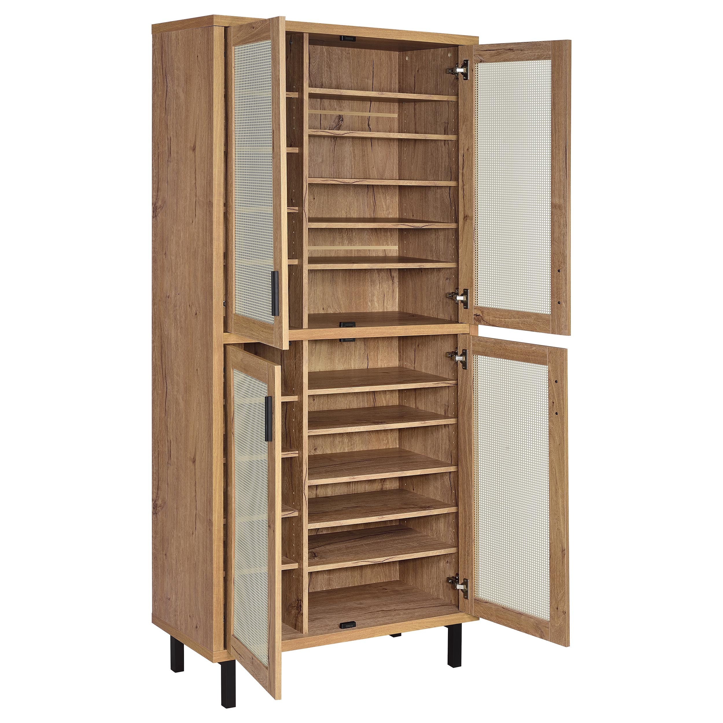 Teller 80-inch 4-door Tall Shoe Storage Cabinet Natural Oak-