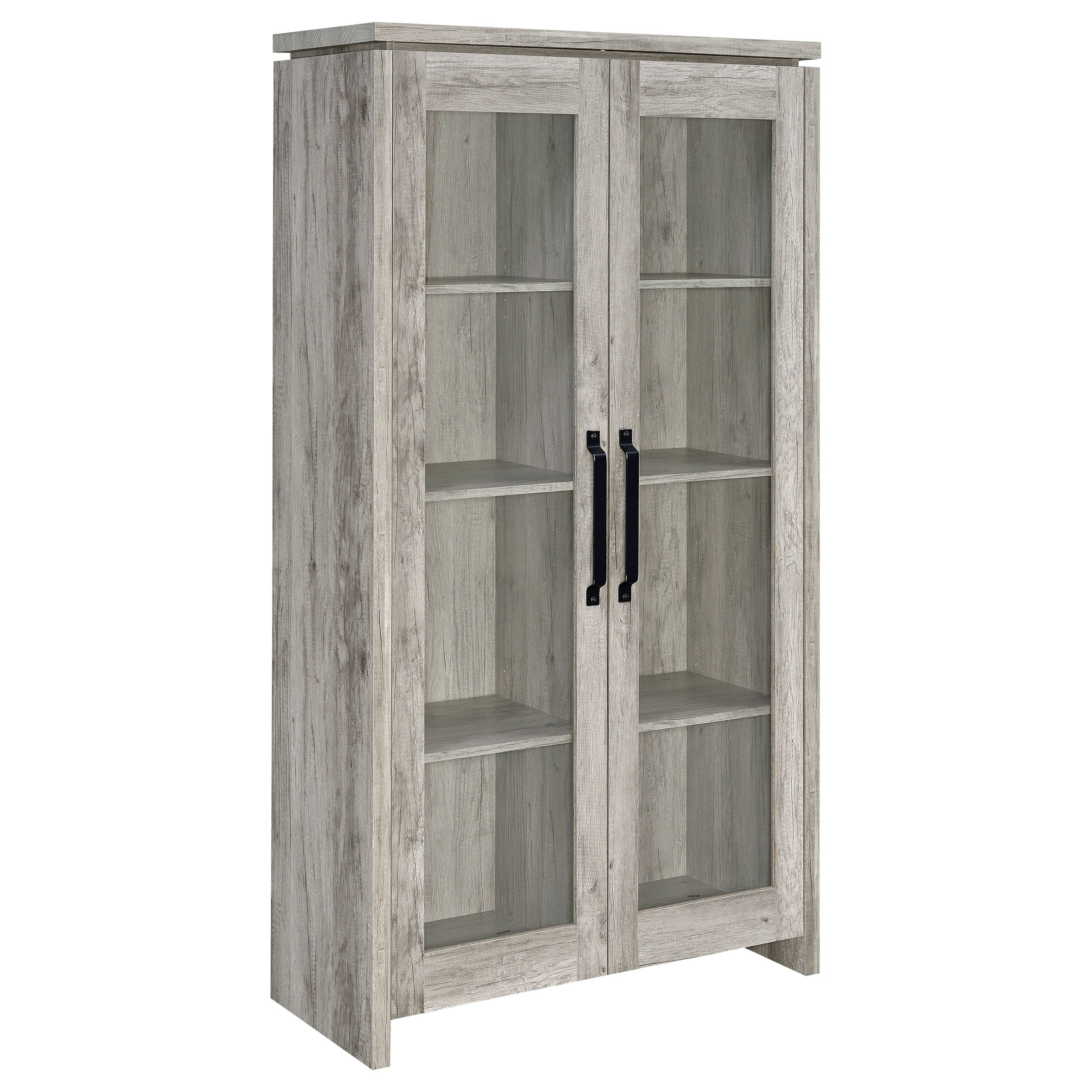 Alejo 2-door Engineered Wood Tall Cabinet Grey Driftwood-CoasterEssence