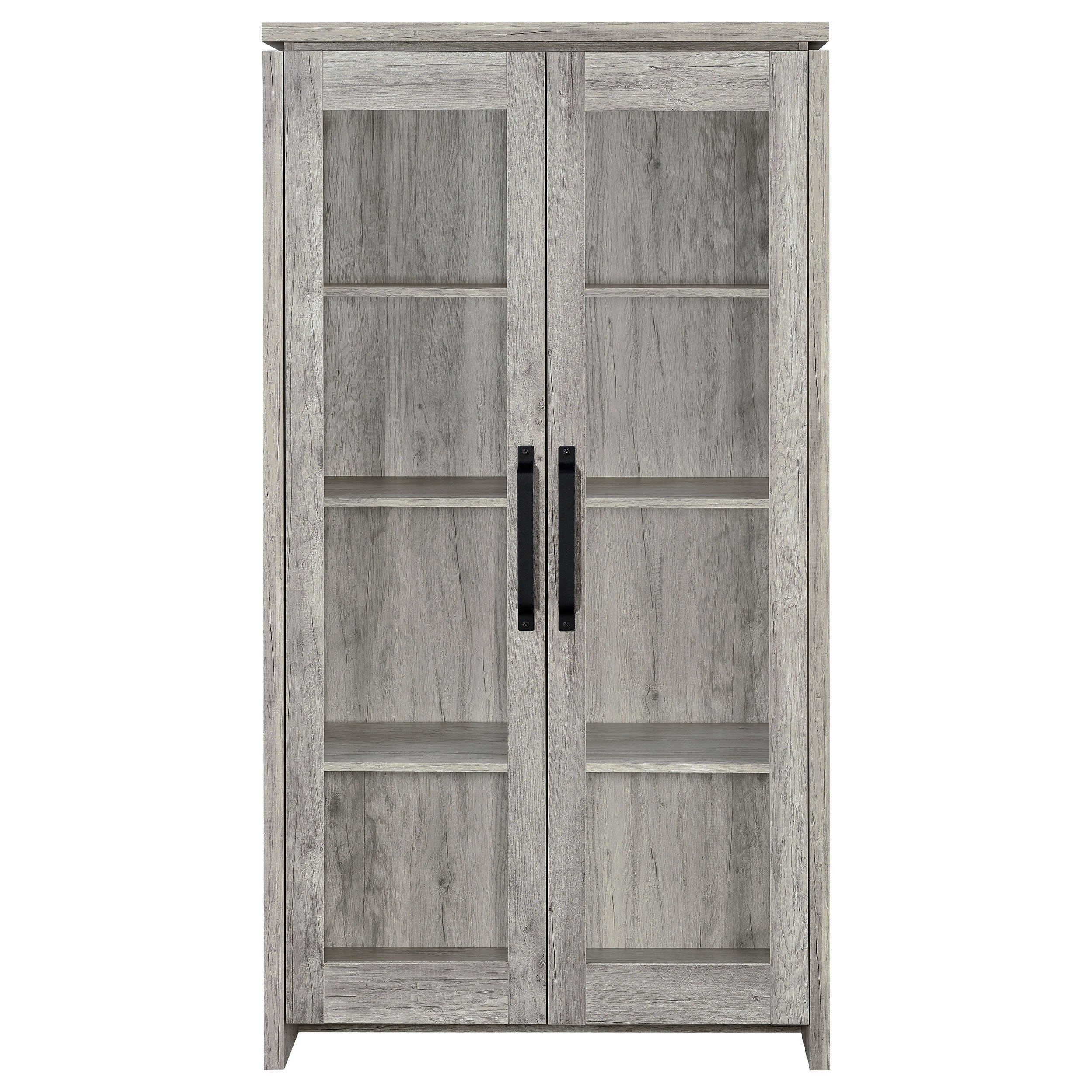 Alejo 2-door Engineered Wood Tall Cabinet Grey Driftwood-CoasterEssence