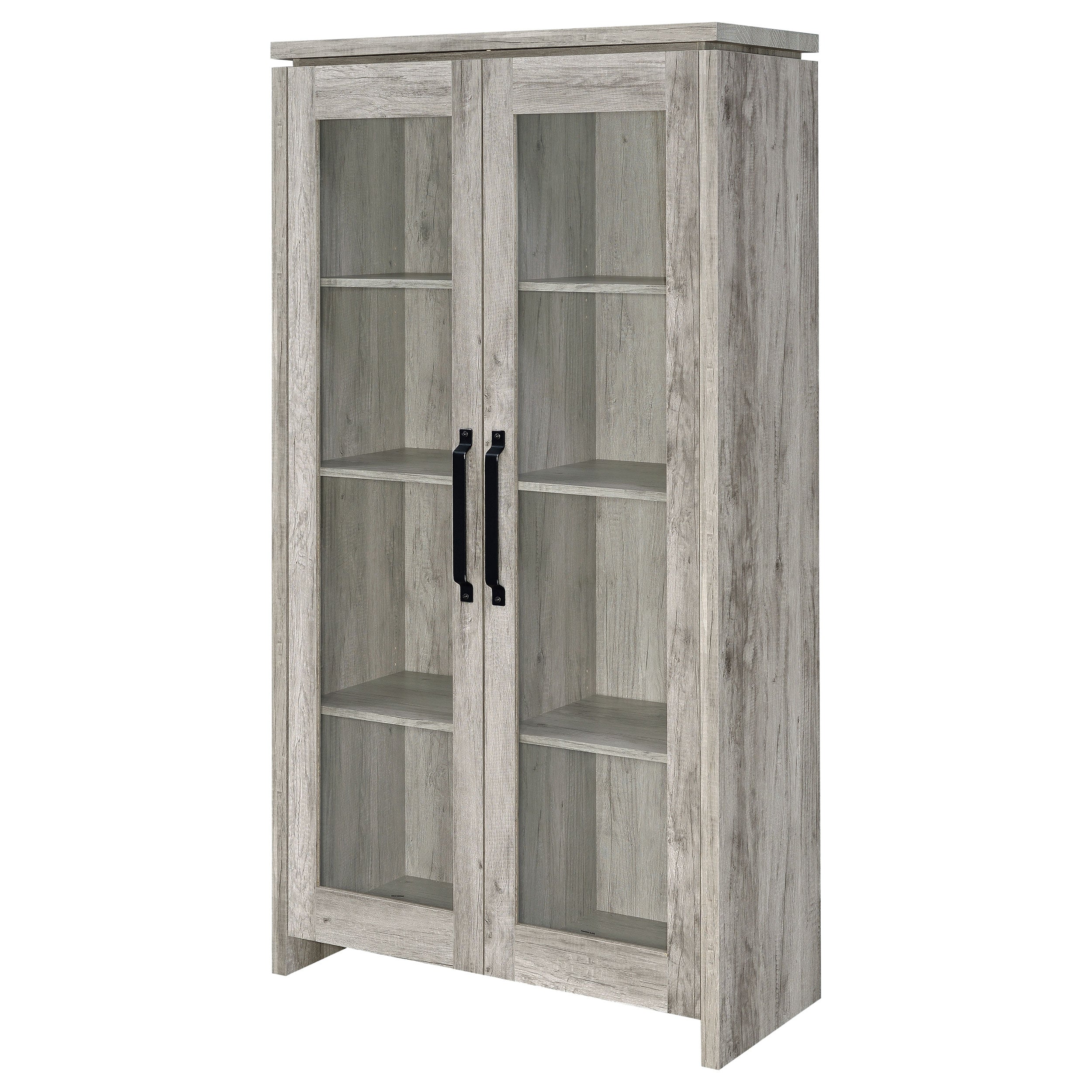 Alejo 2-door Engineered Wood Tall Cabinet Grey Driftwood-CoasterEssence