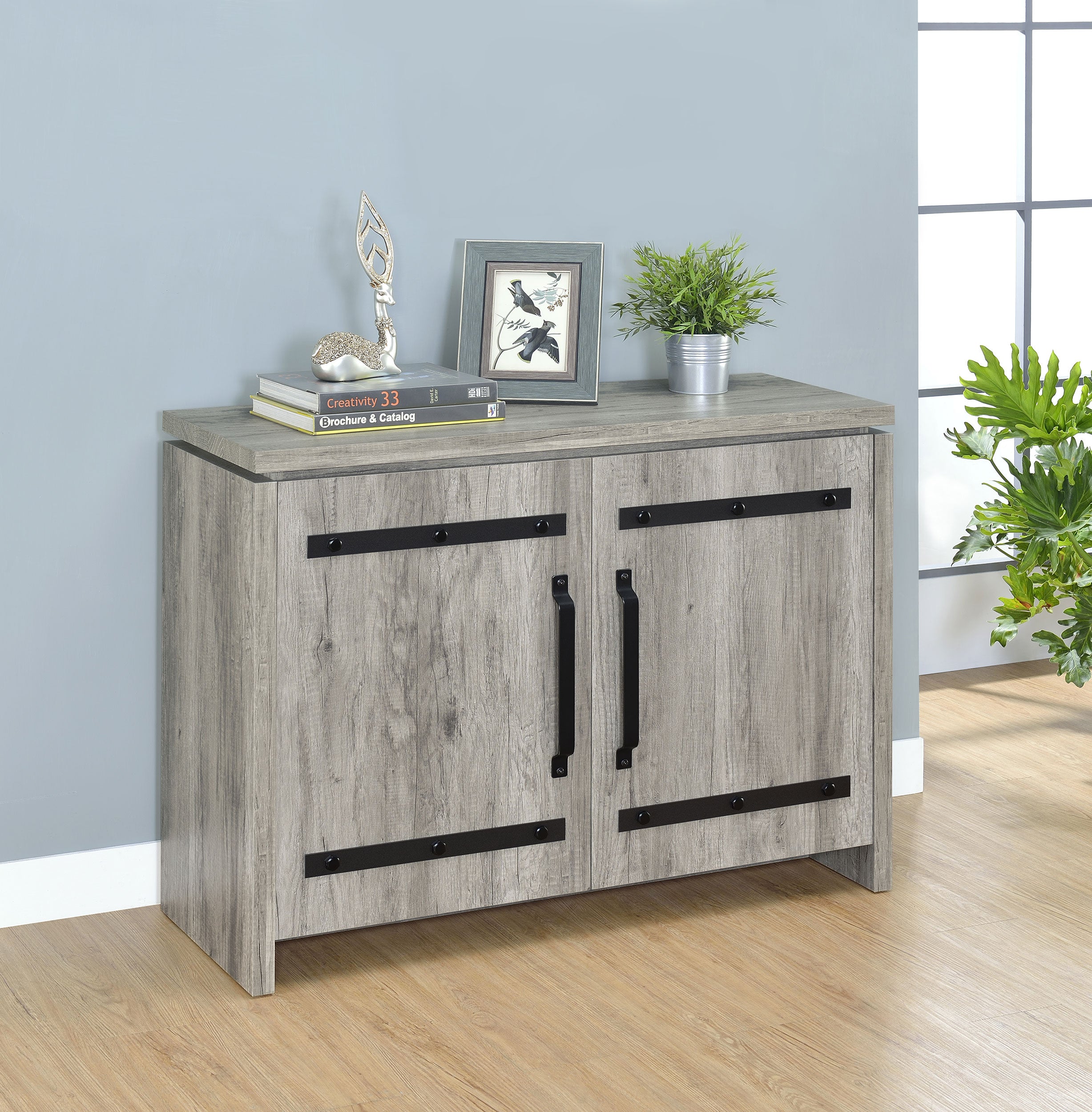 Enoch 2-door Engineered Wood Accent Cabinet Grey Driftwood-CoasterEveryday