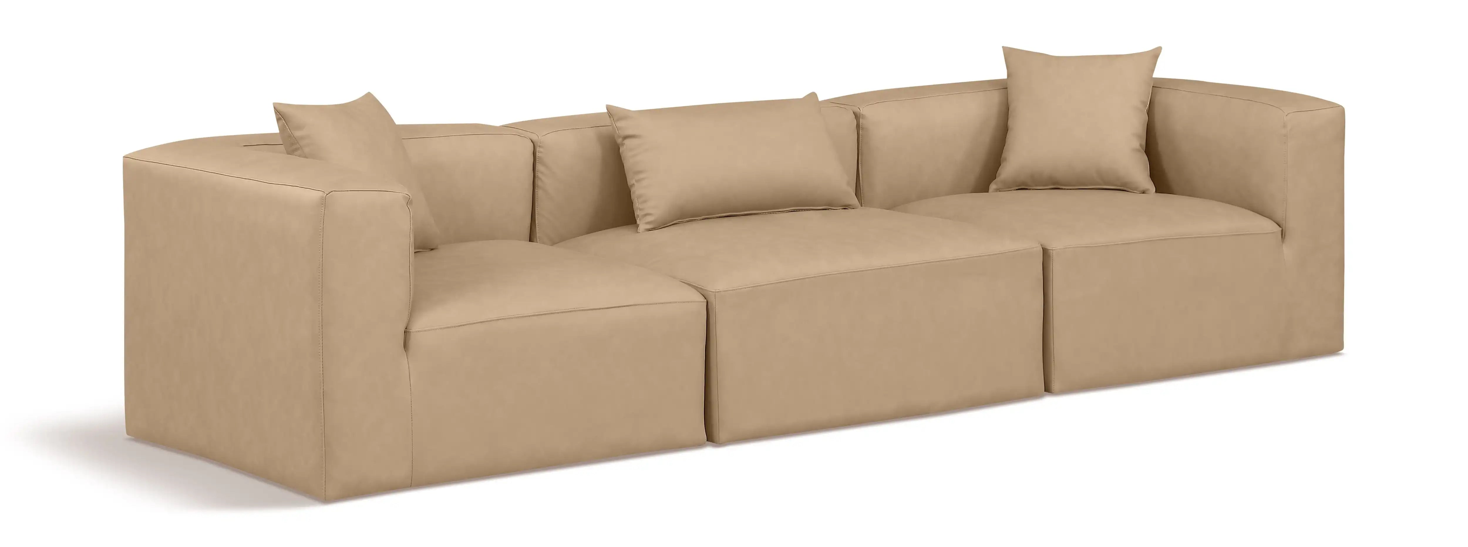 Cube - Modular 3 Piece Sofa - Tan - Best Buy Furniture