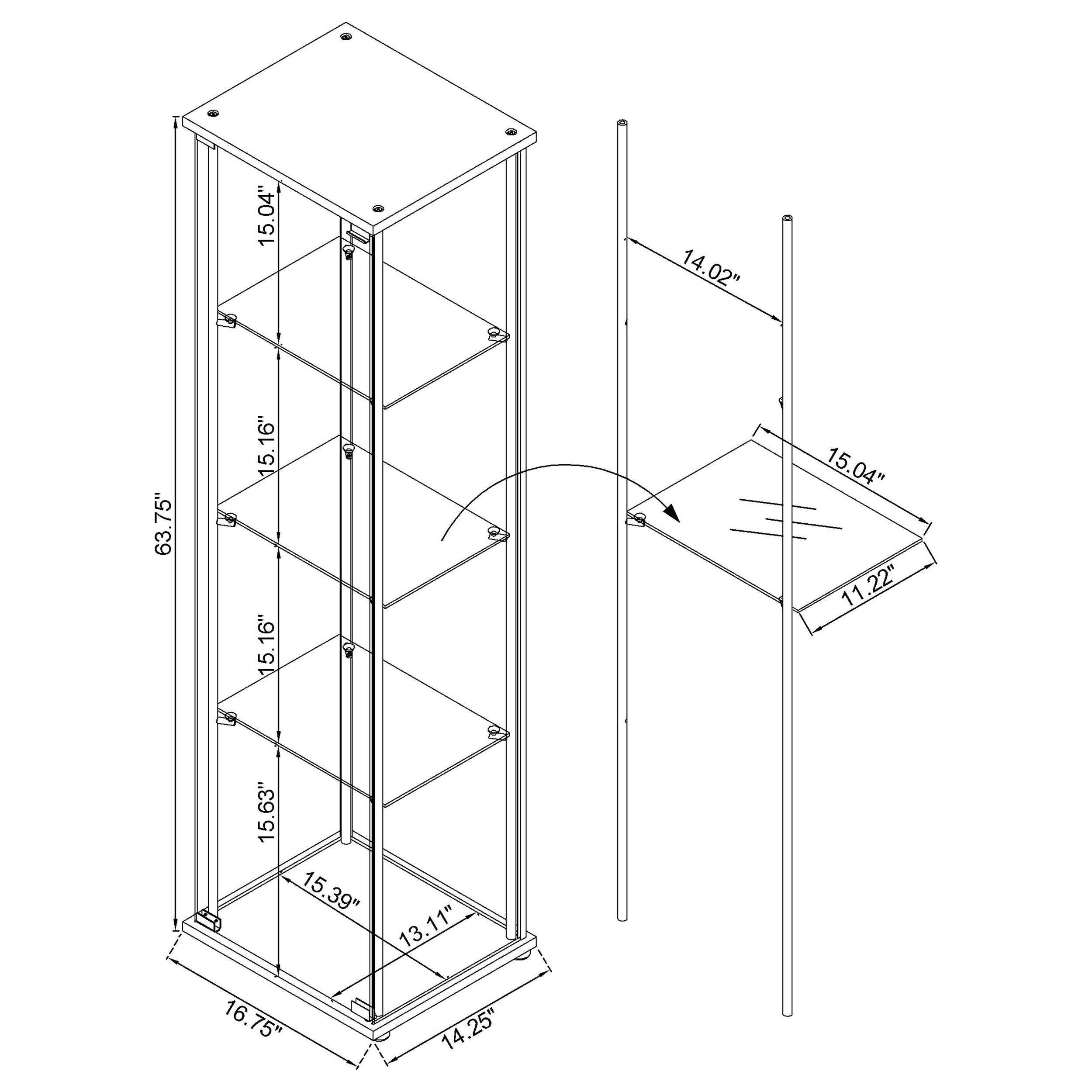 Bellatrix 3-shelf Clear Glass Curio Cabinet White-CoasterEveryday