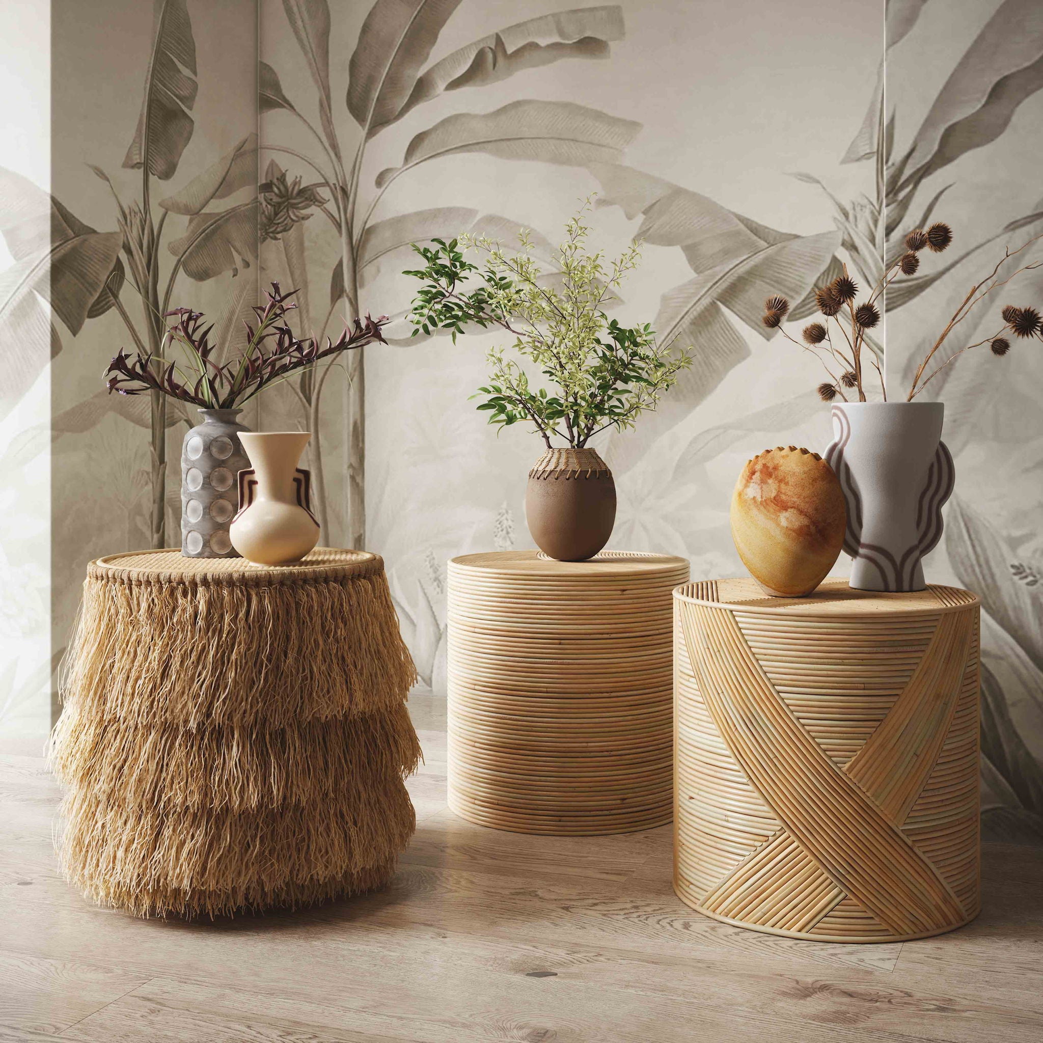 Luau - Rattan Round End Table - Natural