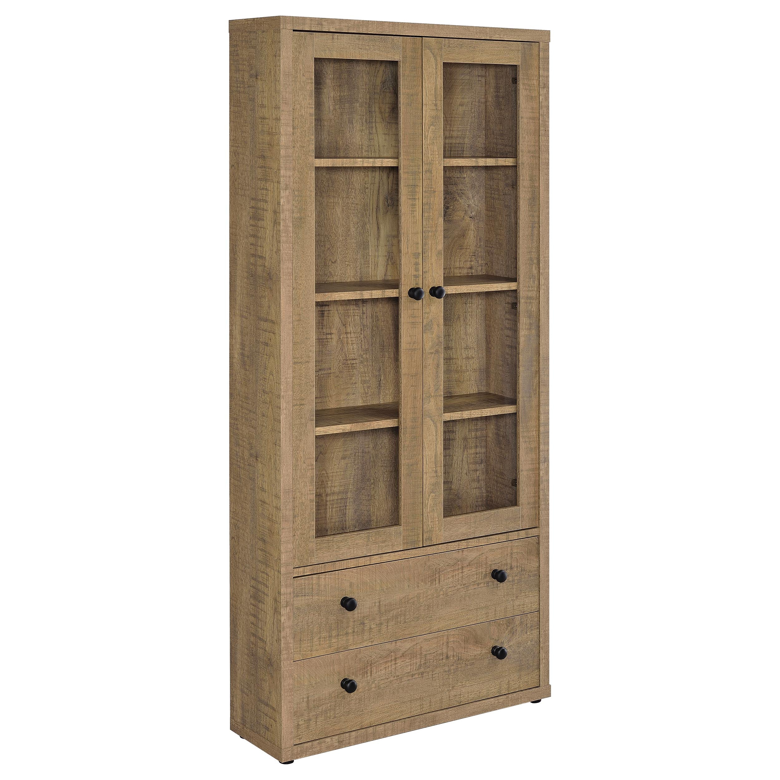 Hawthorne 4-shelf Glass Door Tall Cabinet with Drawers Mango-