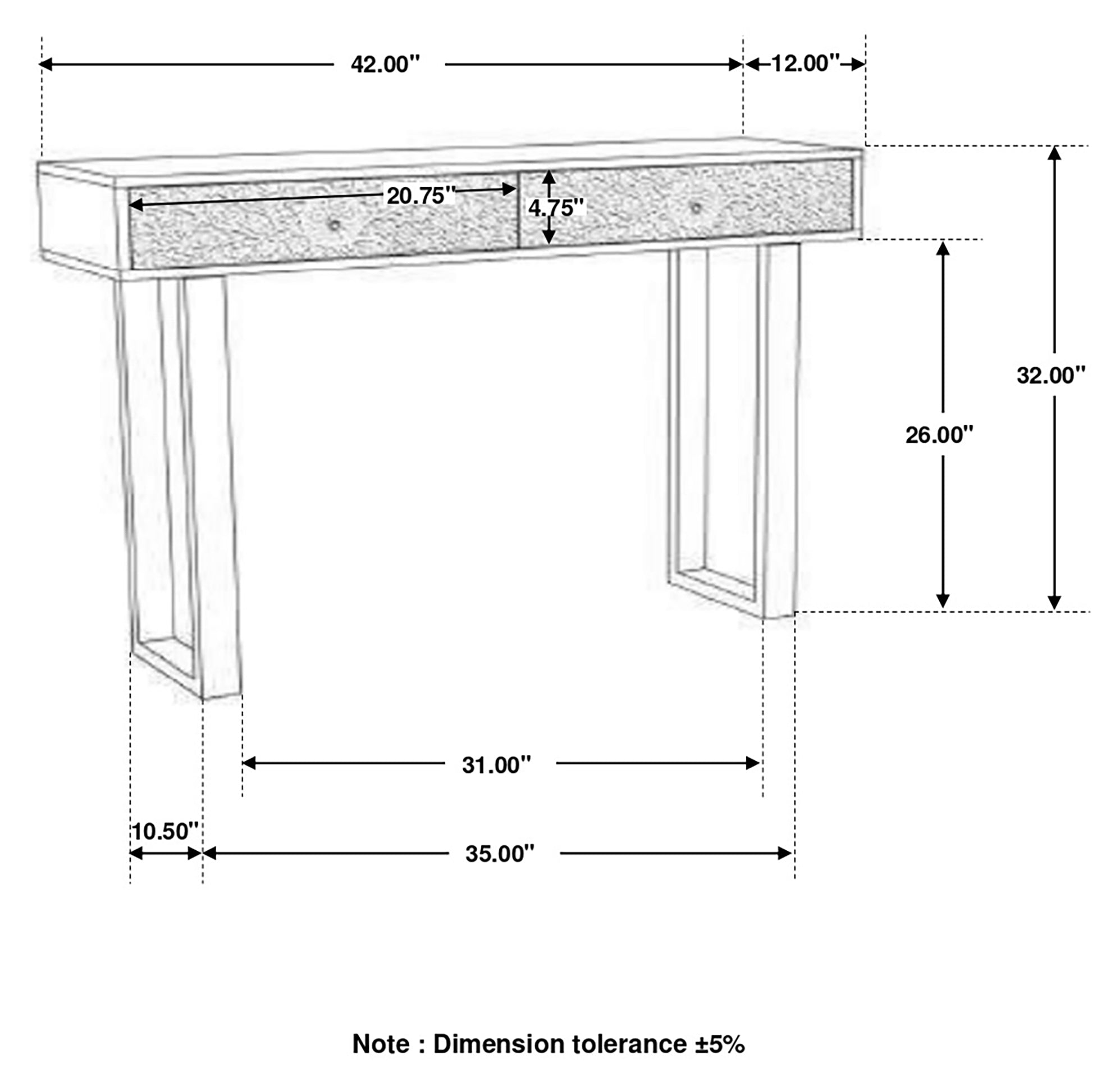 Draco 2-drawer Console Table Hand Carved Details Natural-CoasterEveryday