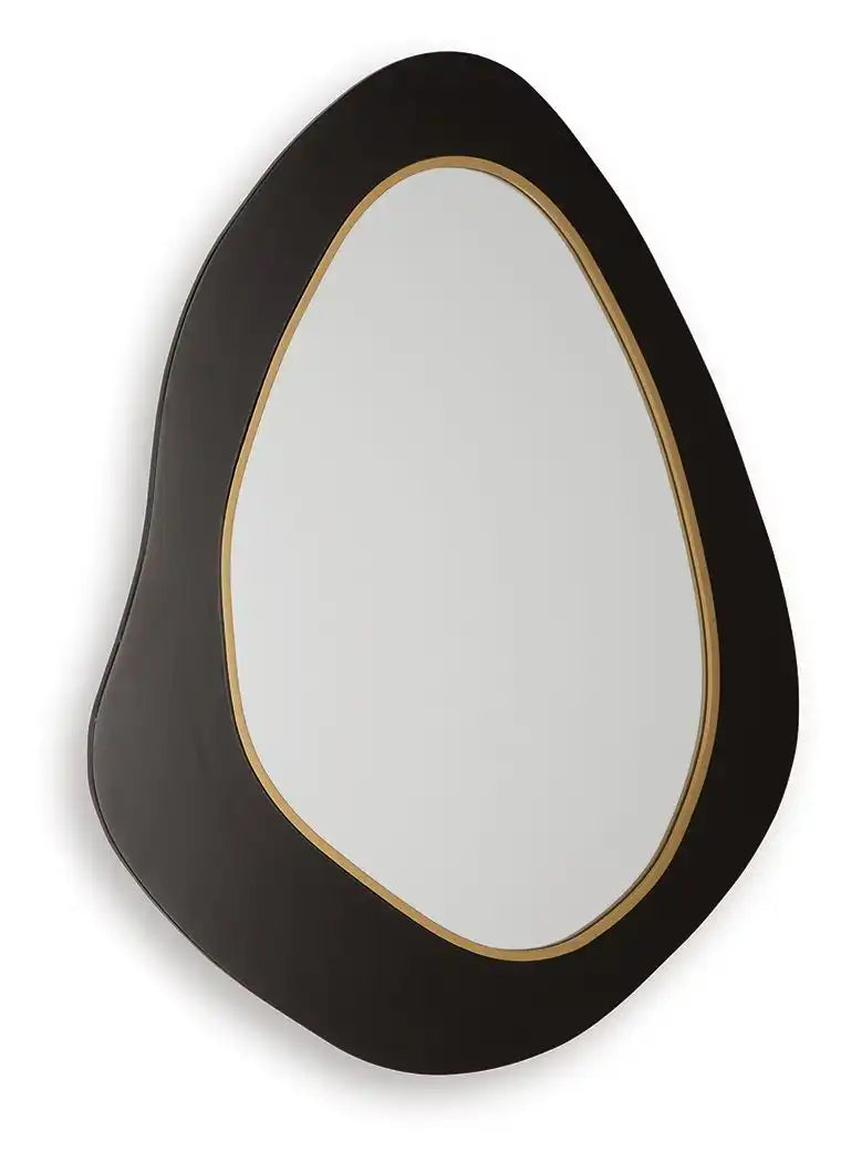 Kierlock - Accent Mirror - Black / Gold Finish - Best Buy Furniture