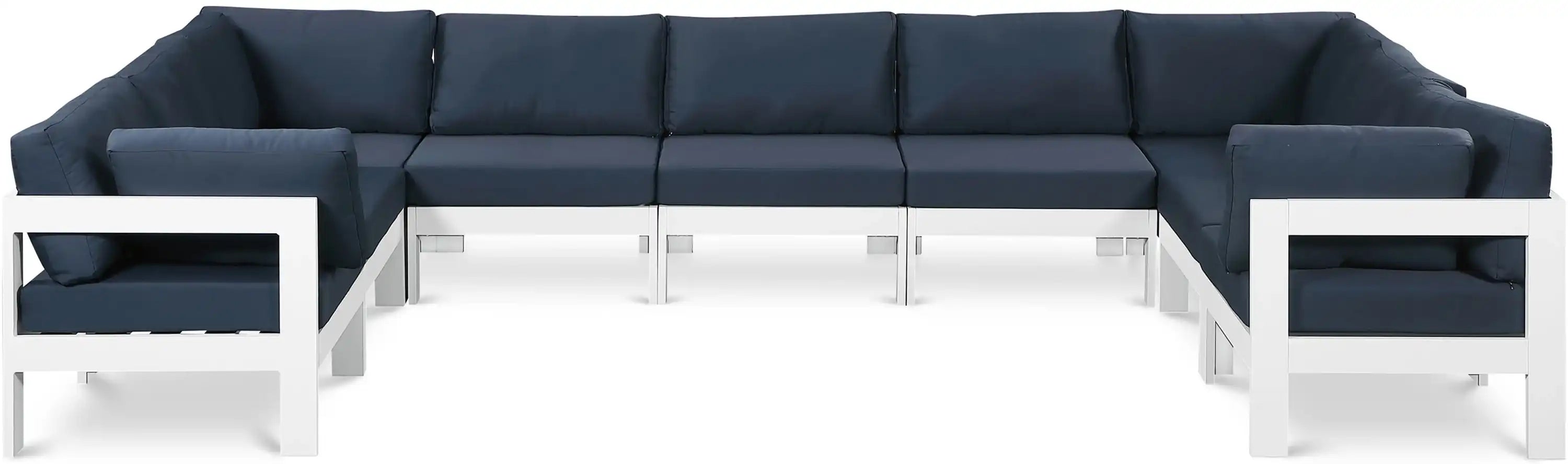 Nizuc - Outdoor Patio 9 Piece Modular Sectional With White Frame - Best Buy Furniture