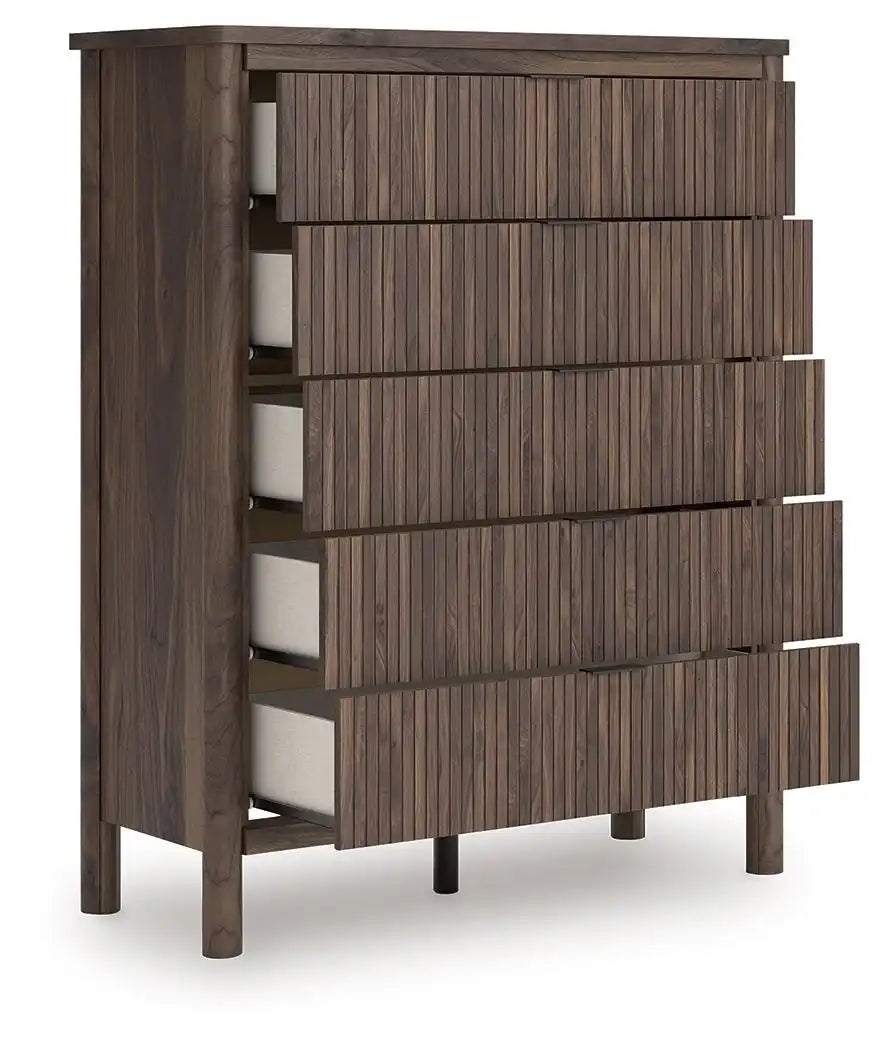 Pamytta - Five Drawer Wide Chest - Brown - Best Buy Furniture