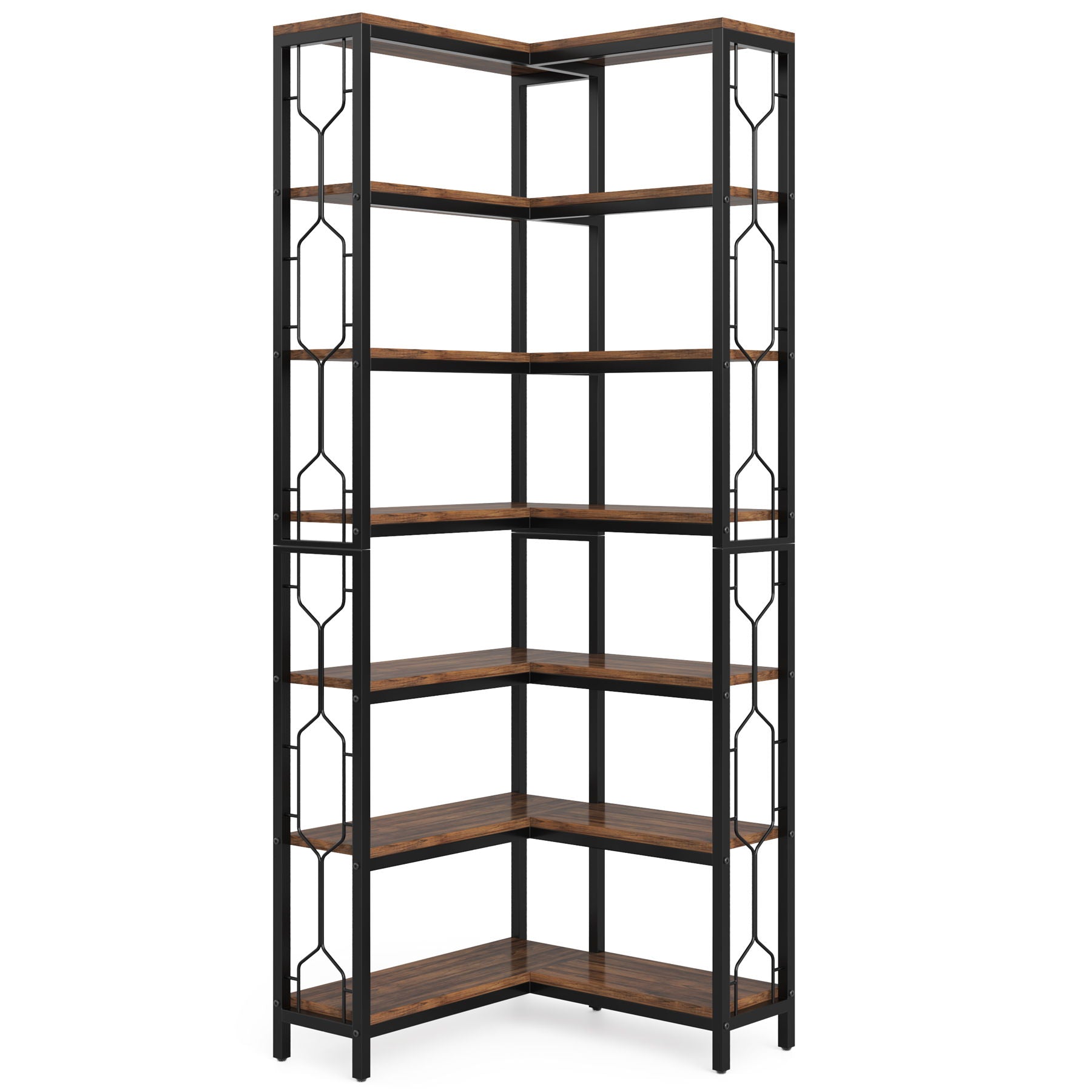 7 Tier Corner Bookshelf, Etagere Display Shelf