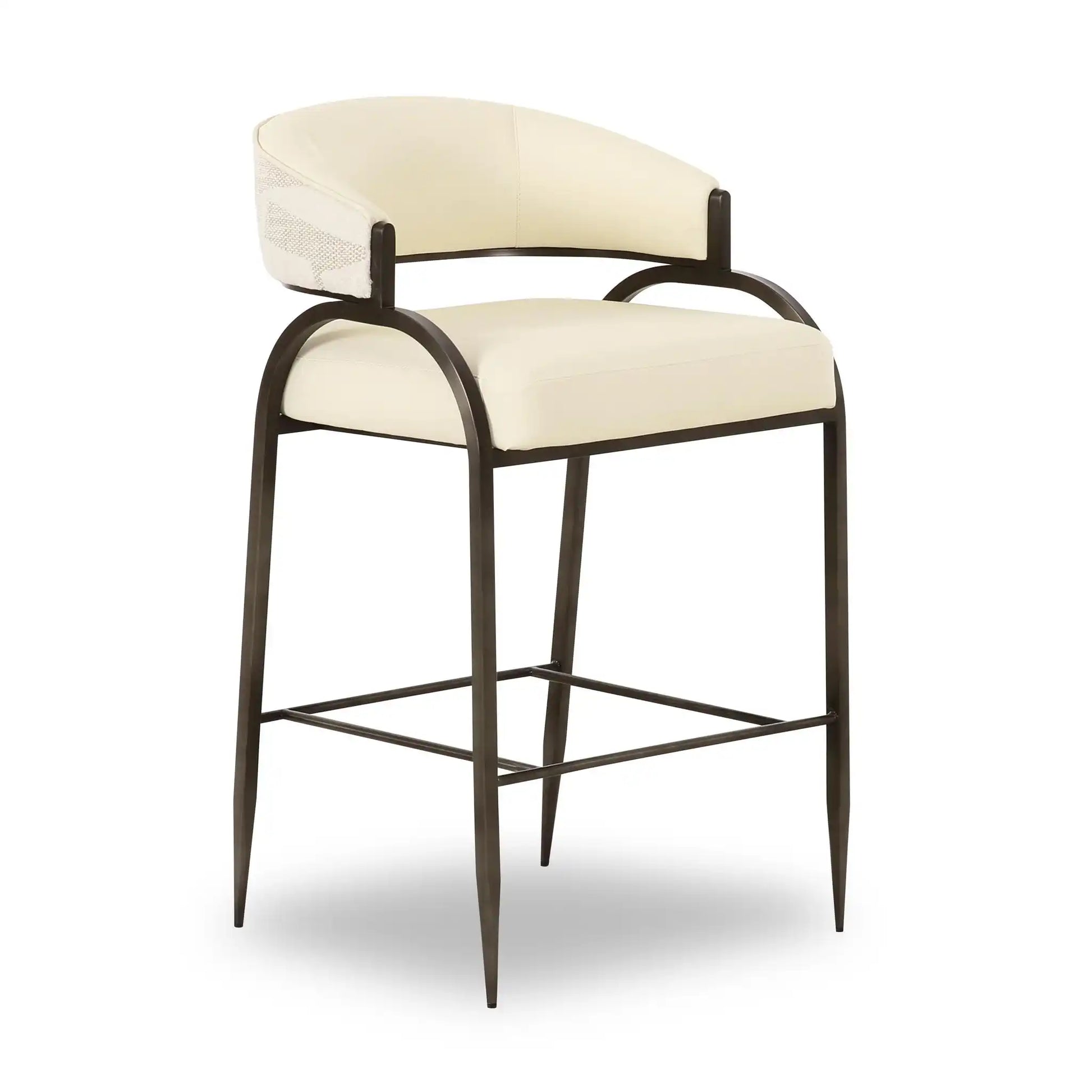 Tatum - Vegan Leather And 2-Tone Jacquard Counter Stool - Cream - Best Buy Furniture