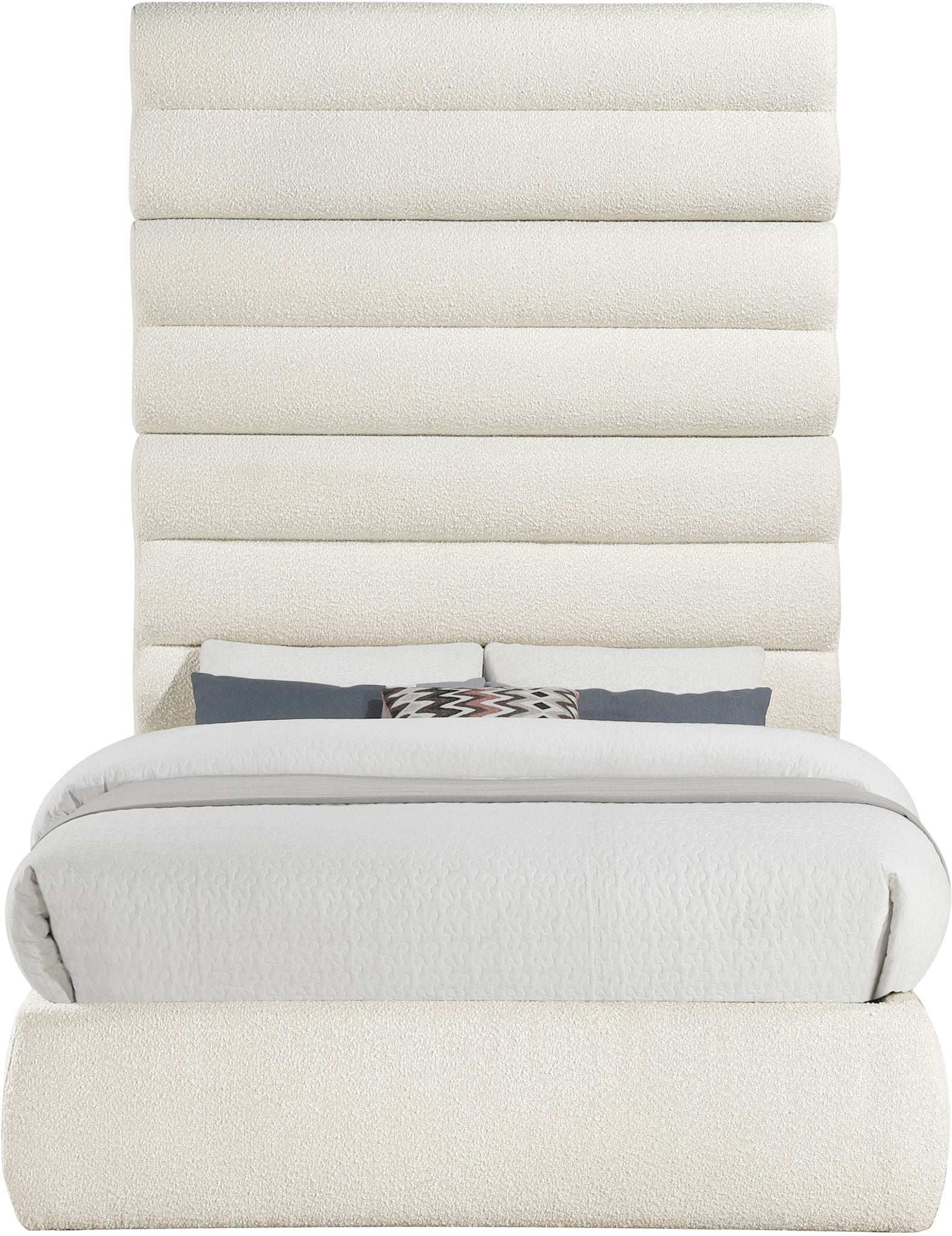 Adam - Boucle Fabric Bed With 89" Headboard