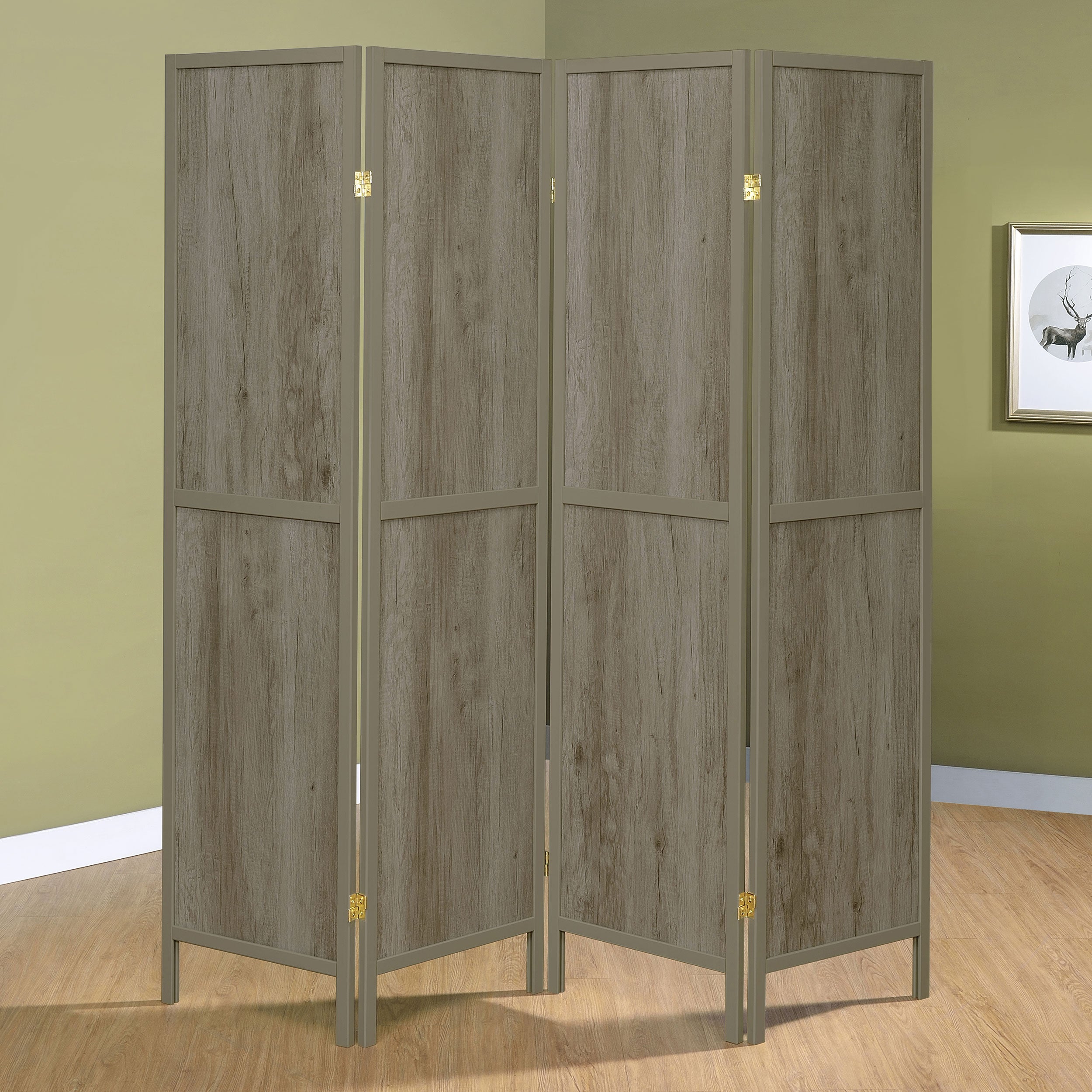 Deepika 4-Panel Room Divider Folding Screen Grey Driftwood-CoasterEveryday
