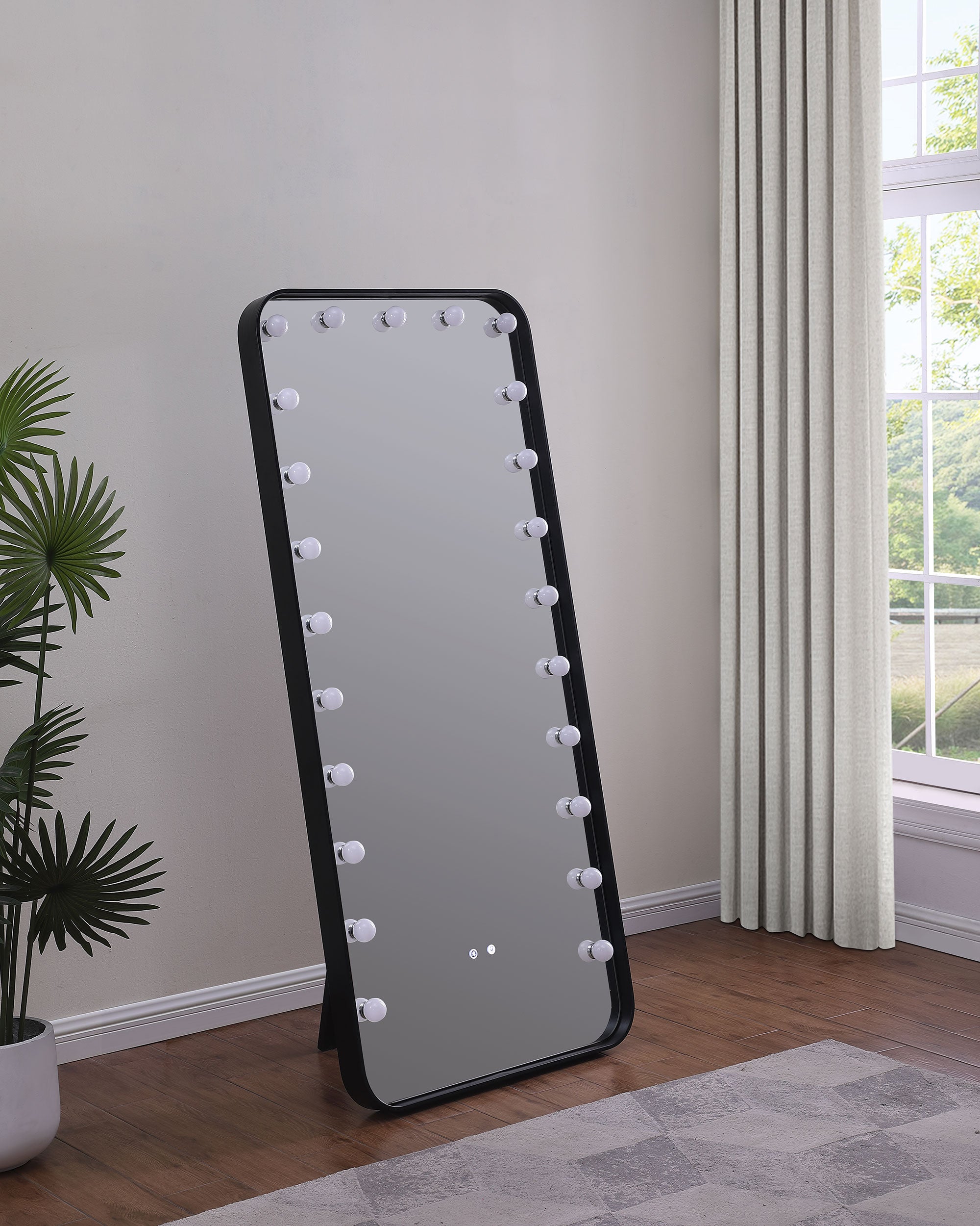 Canton 32 x 71 Inch LED Standing Mirror with Speakers Black-