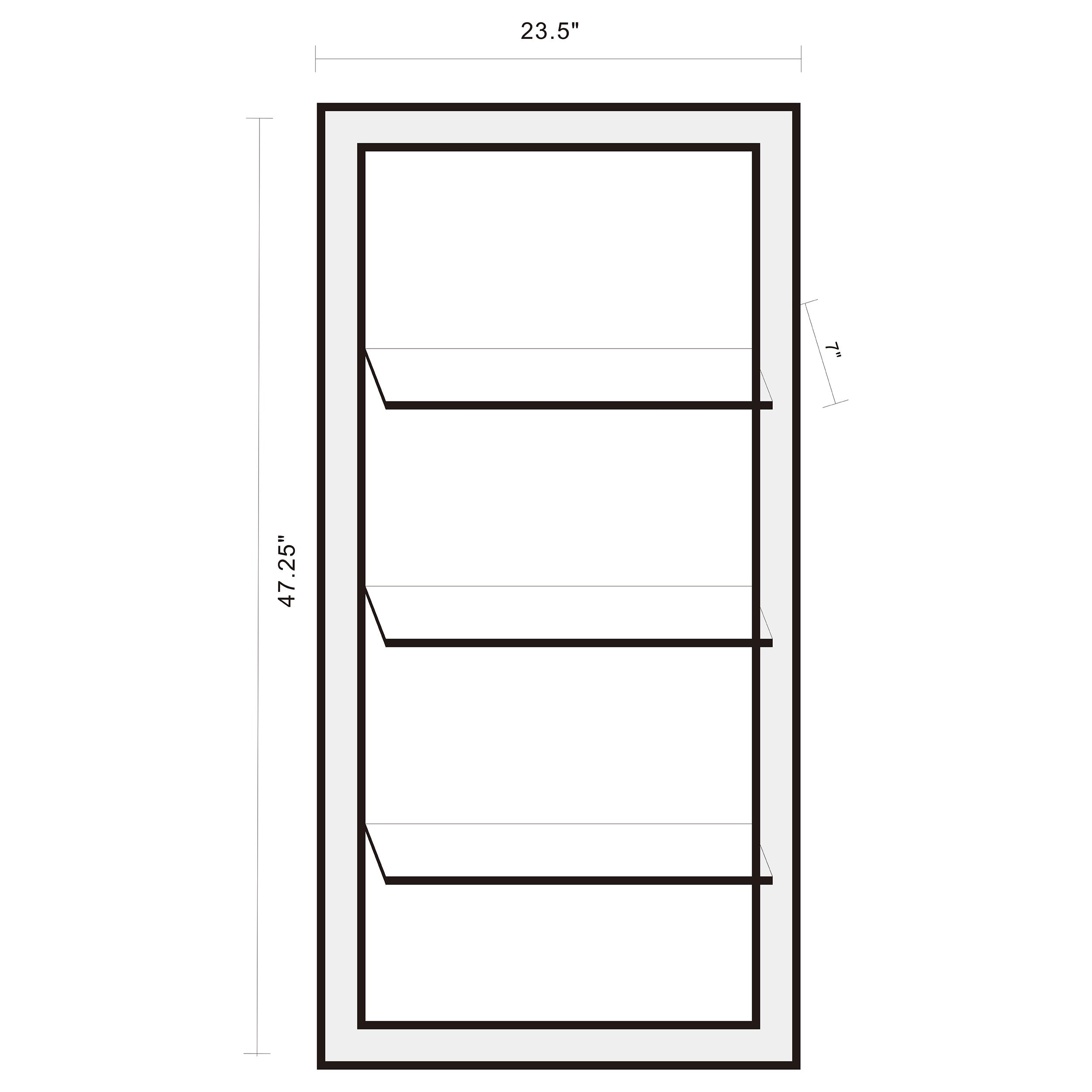 Oriel 24 x 47 Inch Rectangular 3-Shelf Wall Mirror Silver-CoasterEssence