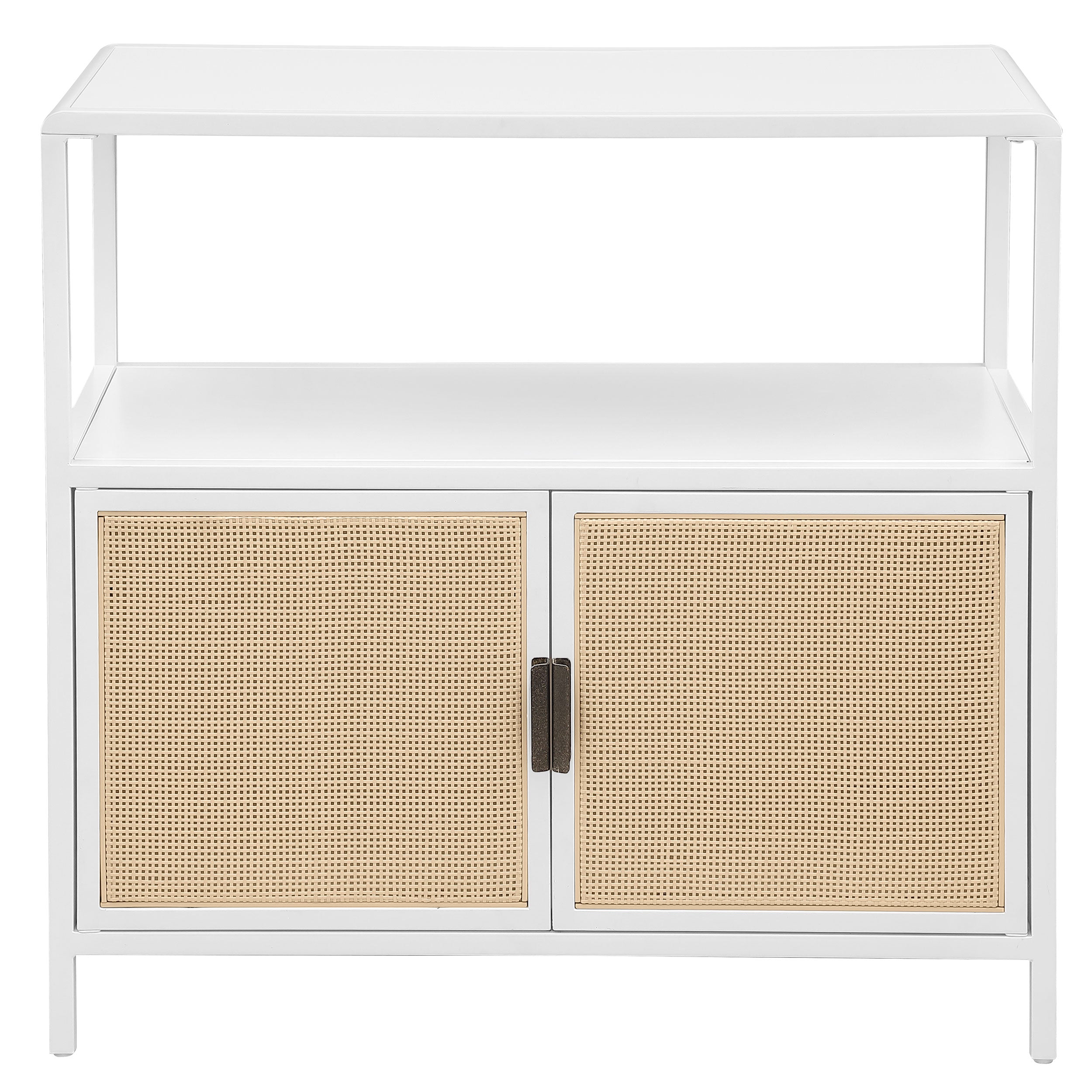 Amherst 2-door Radio Weave Cane Metal Accent Cabinet White-