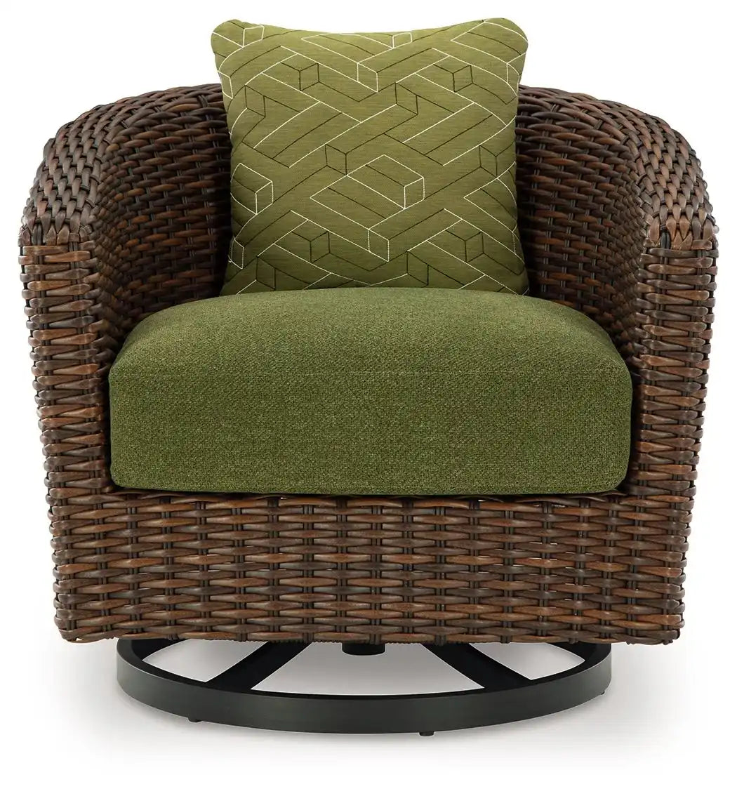 Horizon Hall - Swivel Lounge With Cushion - Brown / Green - Best Buy Furniture