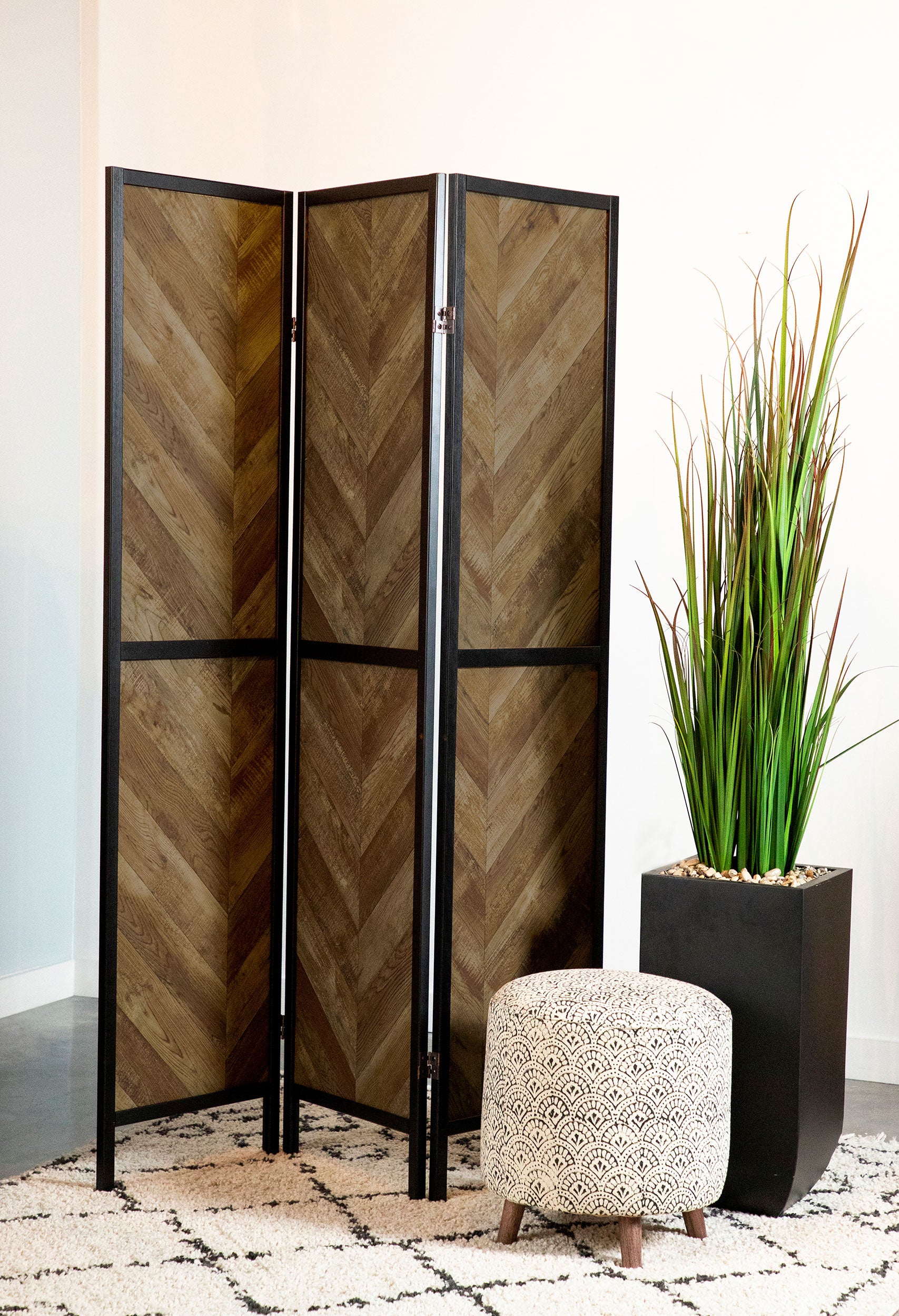 Marlene 3-Panel Room Divider Folding Screen Rustic Tobacco-CoasterEveryday