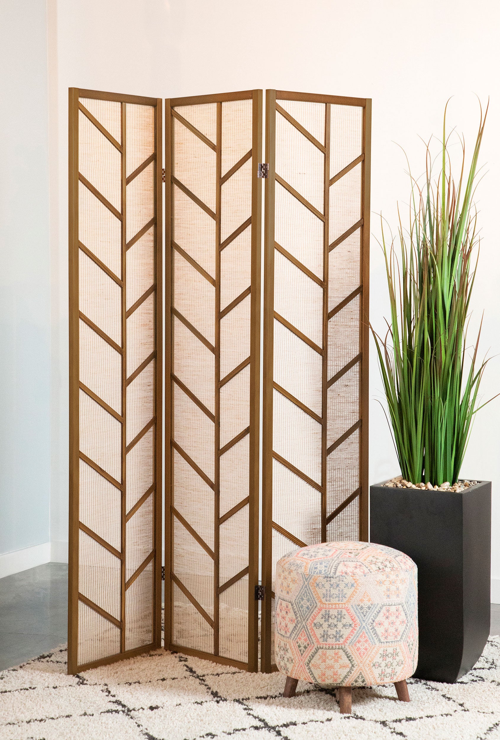 Mila 3-Panel Room Divider Folding Shoji Screen Walnut-CoasterEveryday