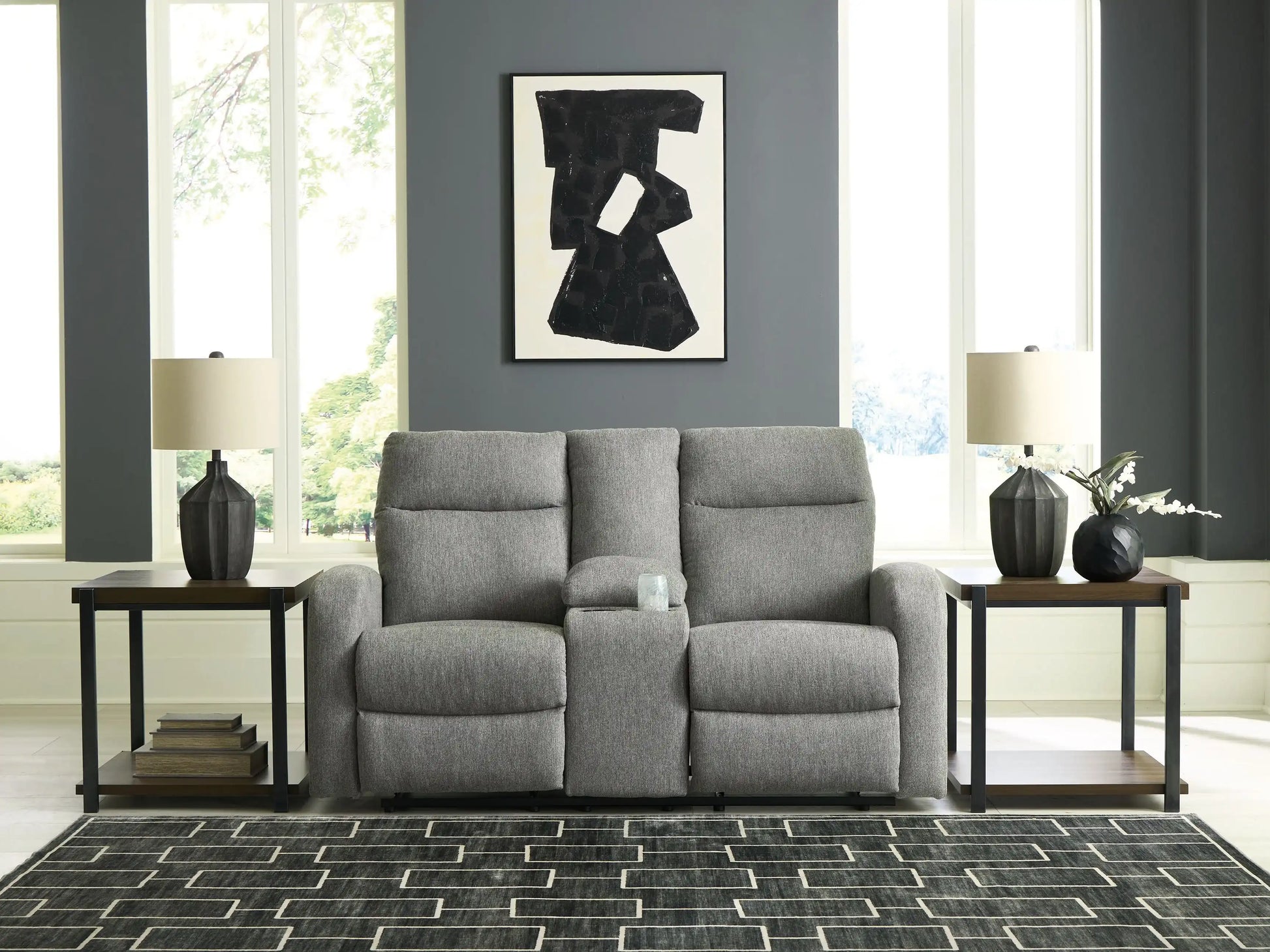 Gauntlet - Double Recline Loveseat With Console - Sterling - Best Buy Furniture