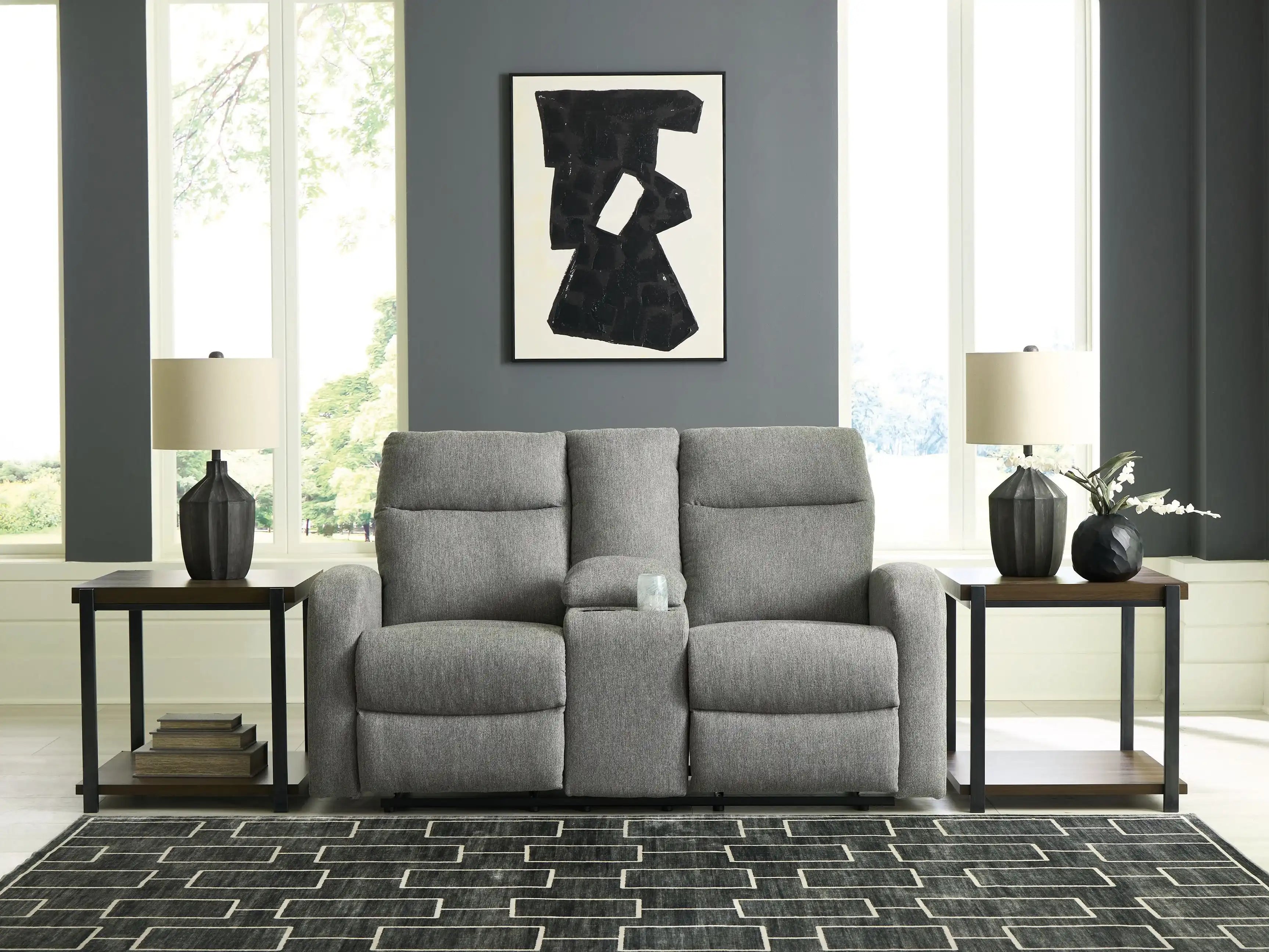 Gauntlet - Double Recline Loveseat With Console - Sterling - Best Buy Furniture