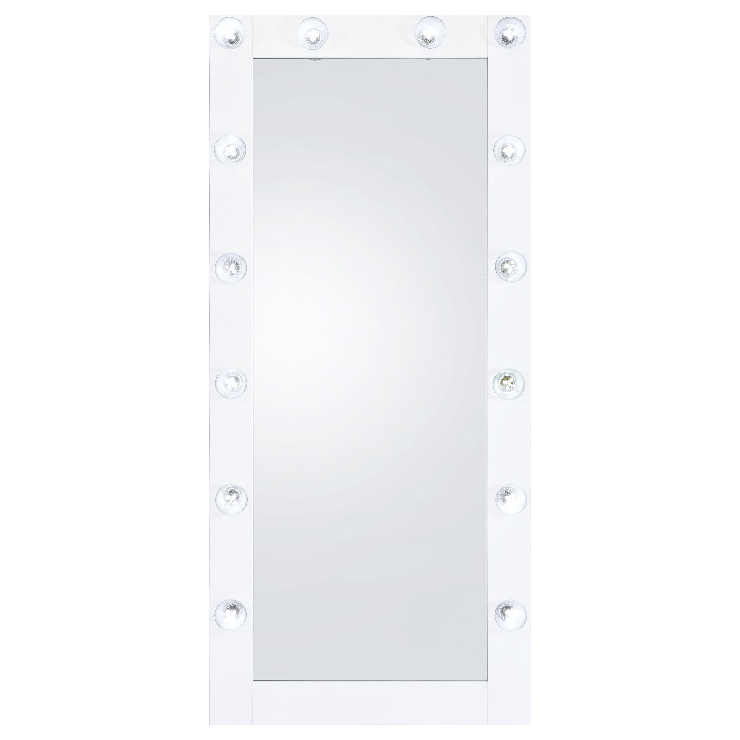 Zayan 32 x 71 Inch Floor Mirror LED Lighting White Gloss-