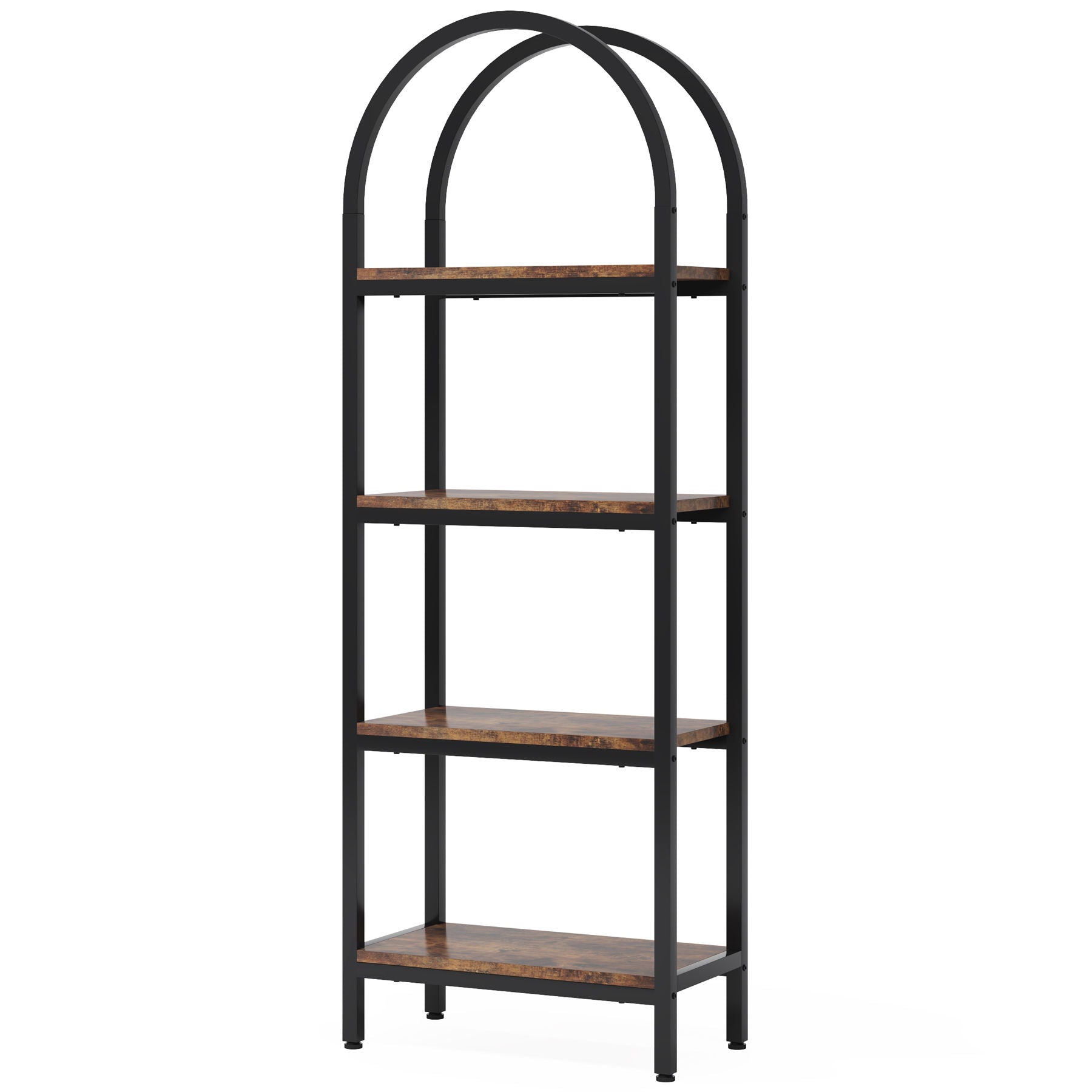 Industrial 4 Tier Open Bookshelf With Curved Top