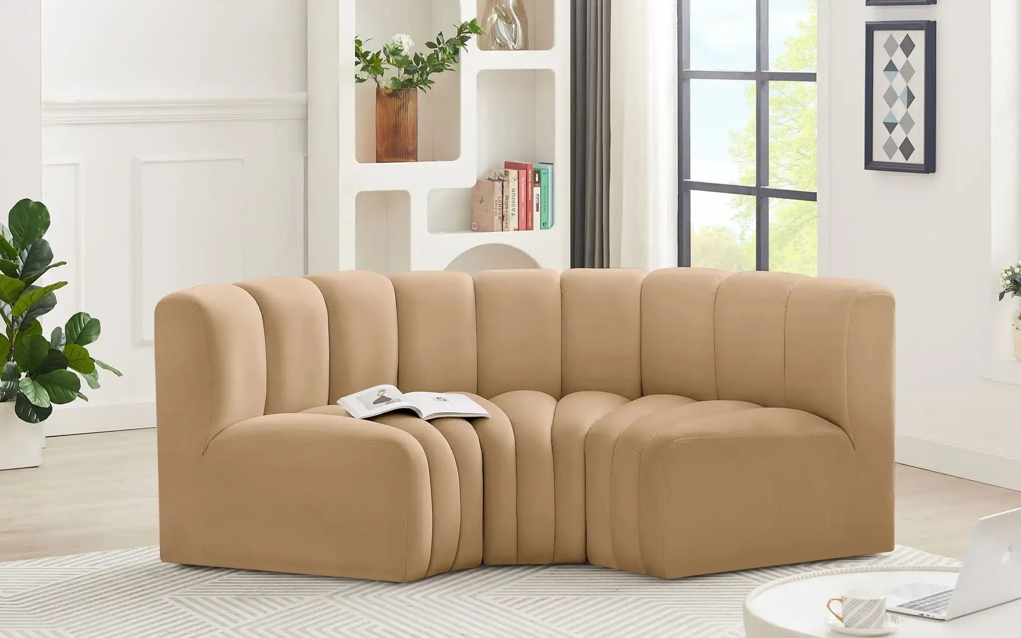 Arc - Velvet 3 Piece Modular U-Shaped Sofa