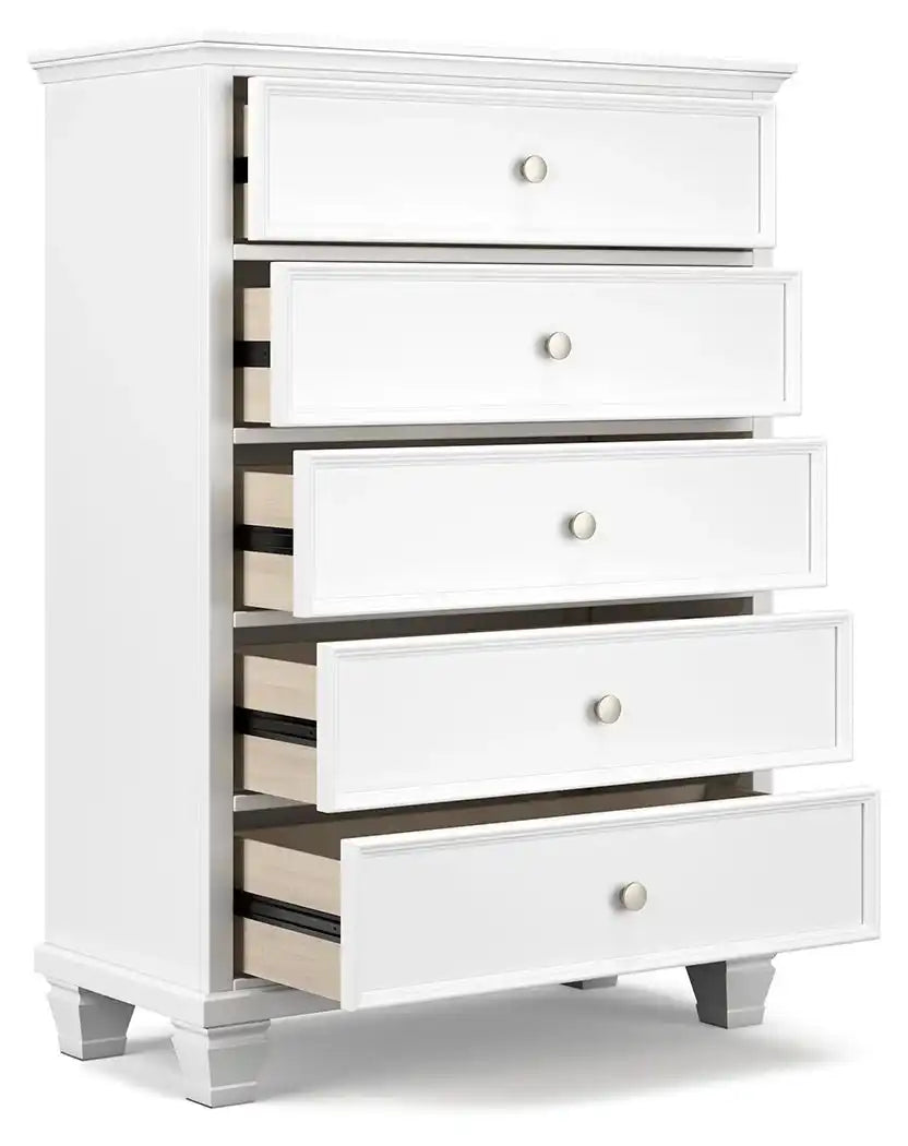 Fortman - Five Drawer Chest - White - Best Buy Furniture