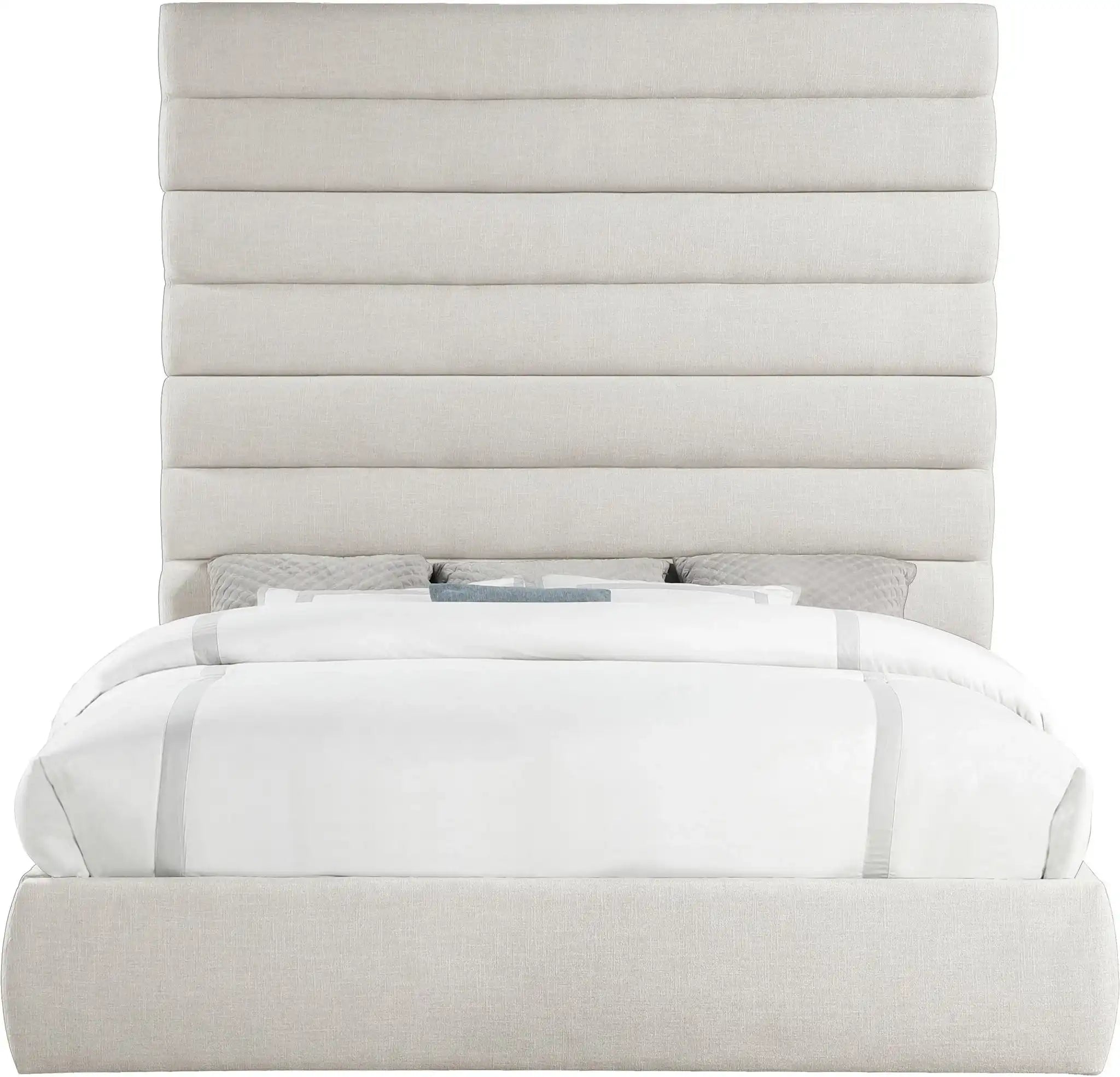 Adam - Linen Fabric Bed With 89" Headboard
