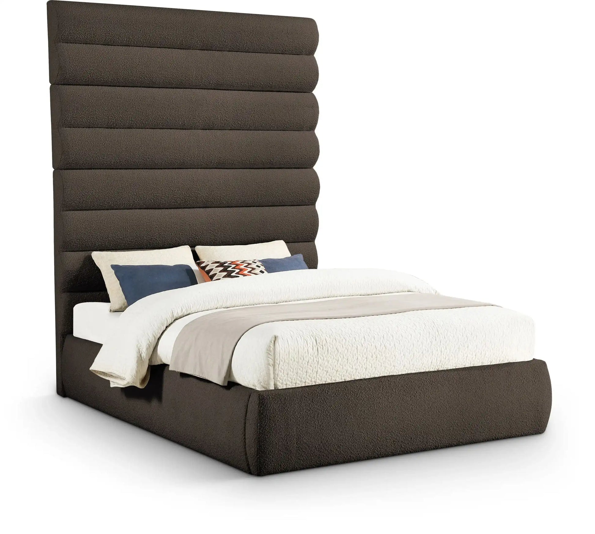 Adam - Boucle Fabric Bed With 89" Headboard - Best Buy Furniture