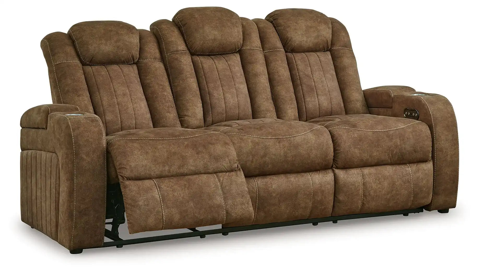 Wolfridge - Power Reclining Sofa With Adj Headrest - Brindle - Best Buy Furniture