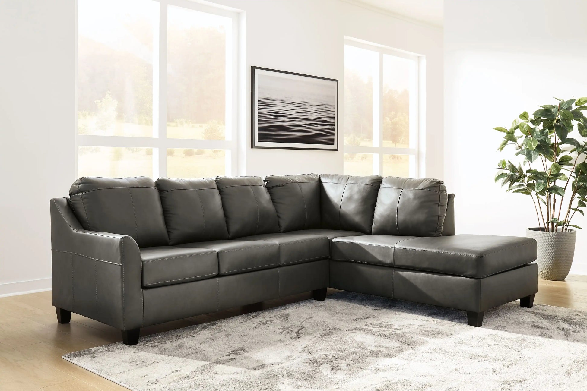 Valderno - 2-Piece Sectional With Raf Corner Chaise - Fog - Best Buy Furniture